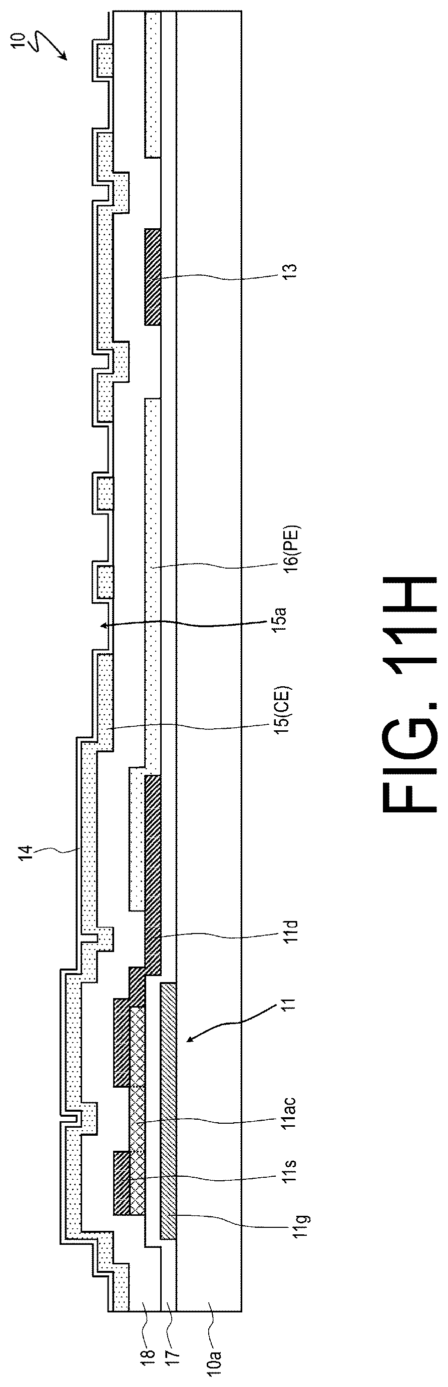 Patent US12306503 Figure 18 – Liquid crystal display device comprising electrodes each having a plurality of slits that form an acute angle with a short side of the electrodes