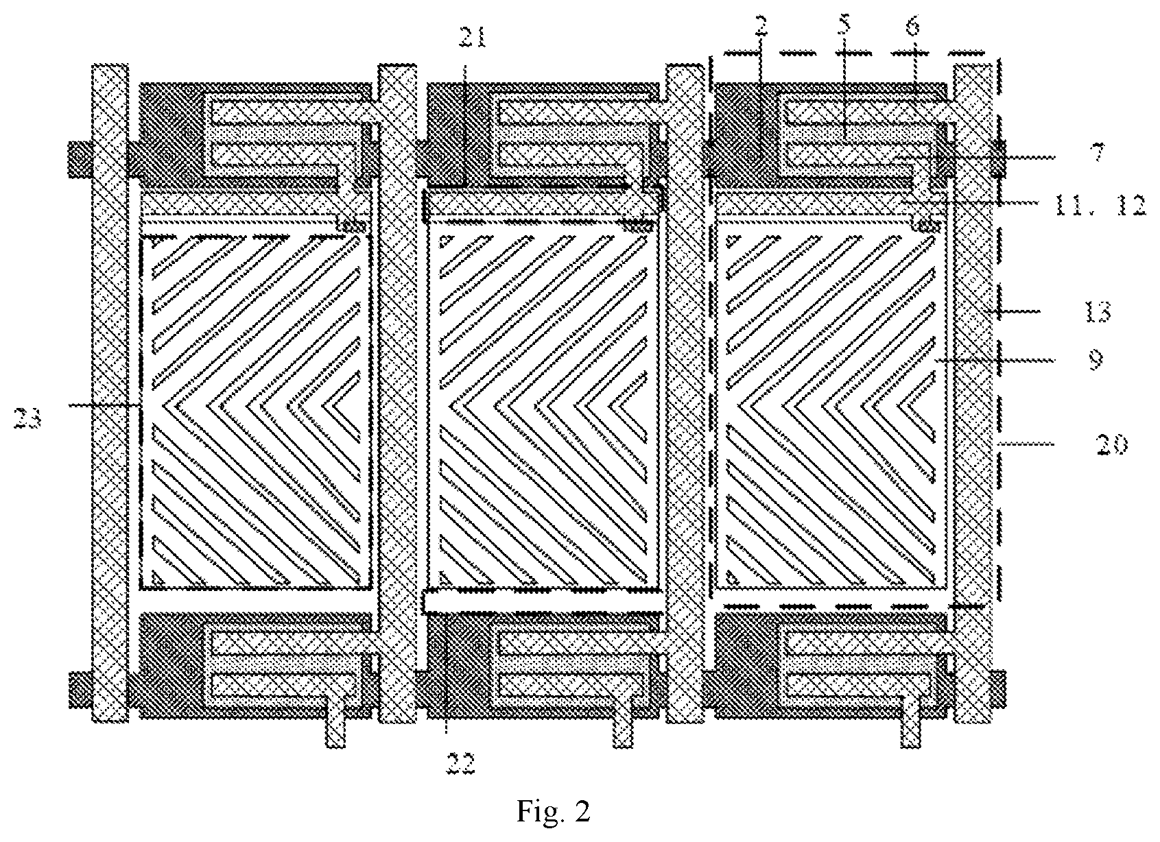 Patent US12306505 Figure 3 – Array substrate comprising first and second auxiliary electrodes, and display device