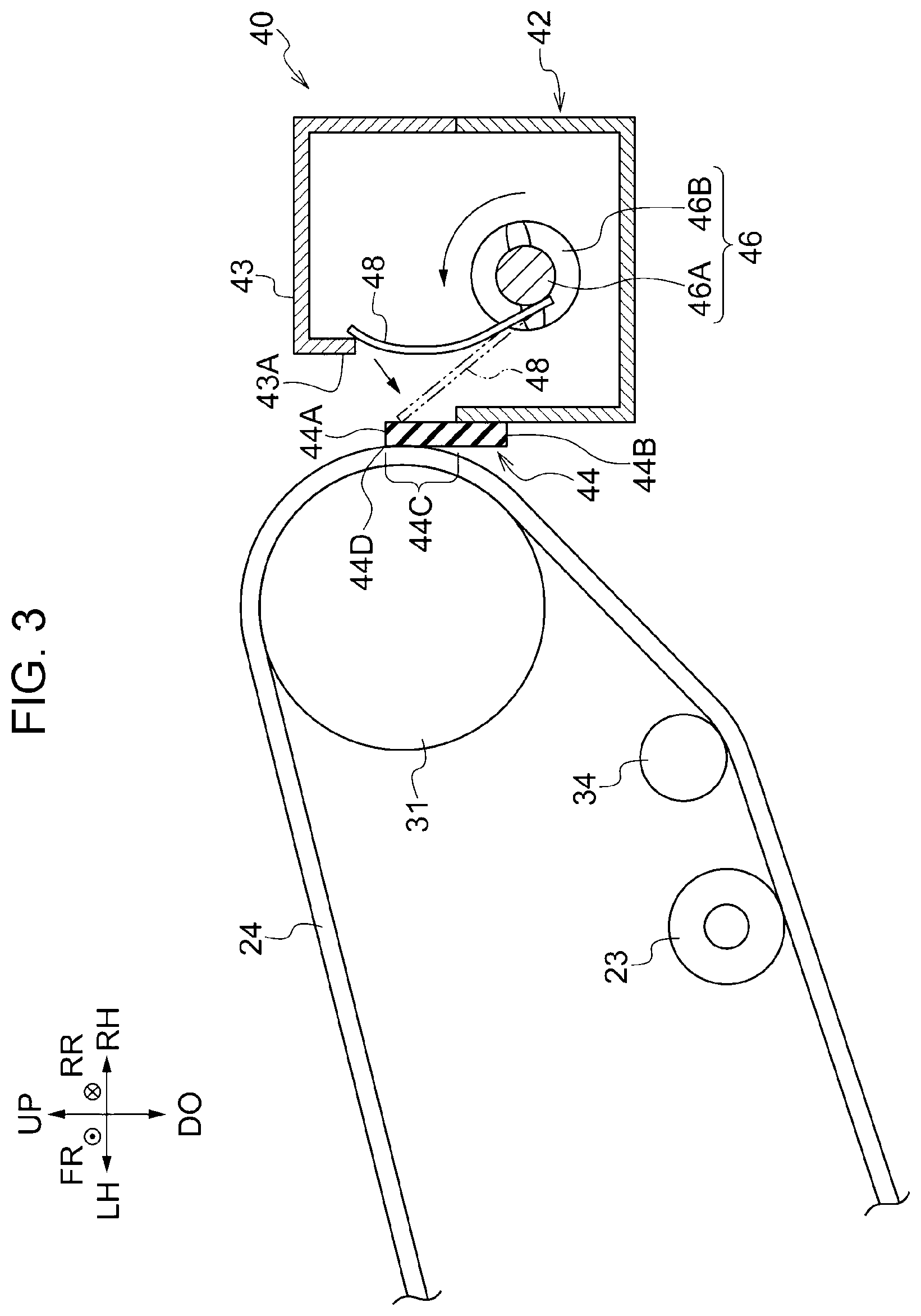 Patent US12306559 Figure 3 – Scraping device and image forming apparatus including an applying part to apply an impact to a scraping part