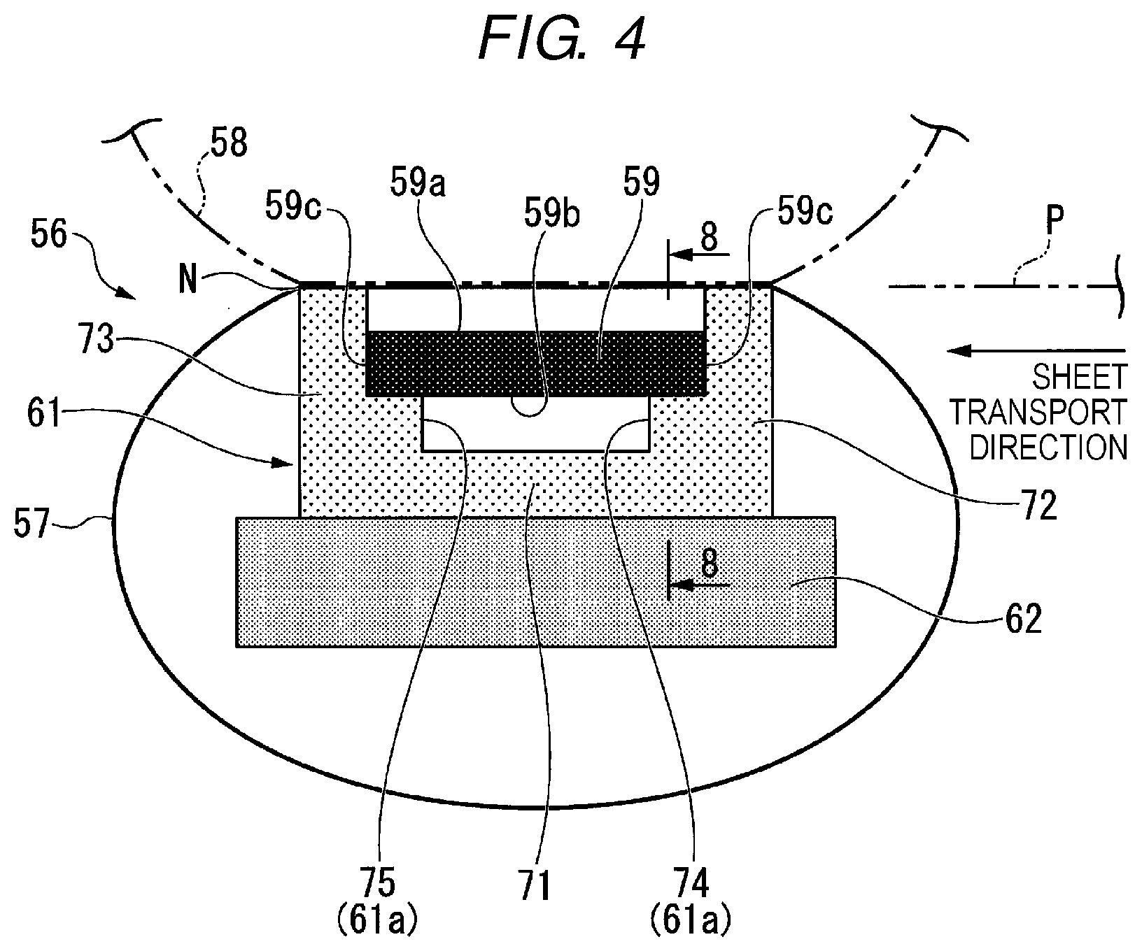 Patent US12306563 Figure 4 – Fixing device with a heater holder having a retraction portion