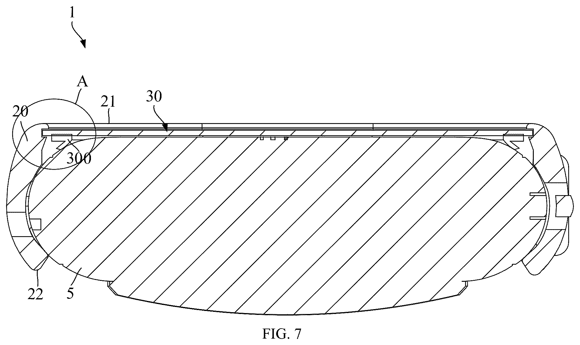 Patent US12306587 Figure 5 – Waterproof bezel, light-transmissive watch panel, and watch protection case