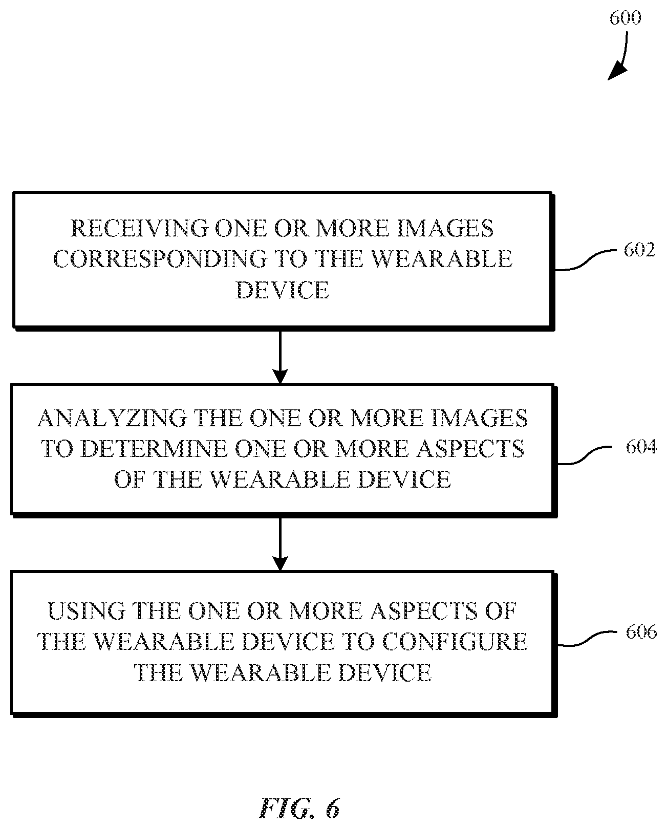 Patent US12306592 Figure 6 – Image capture to provide advanced features for configuration of a wearable device