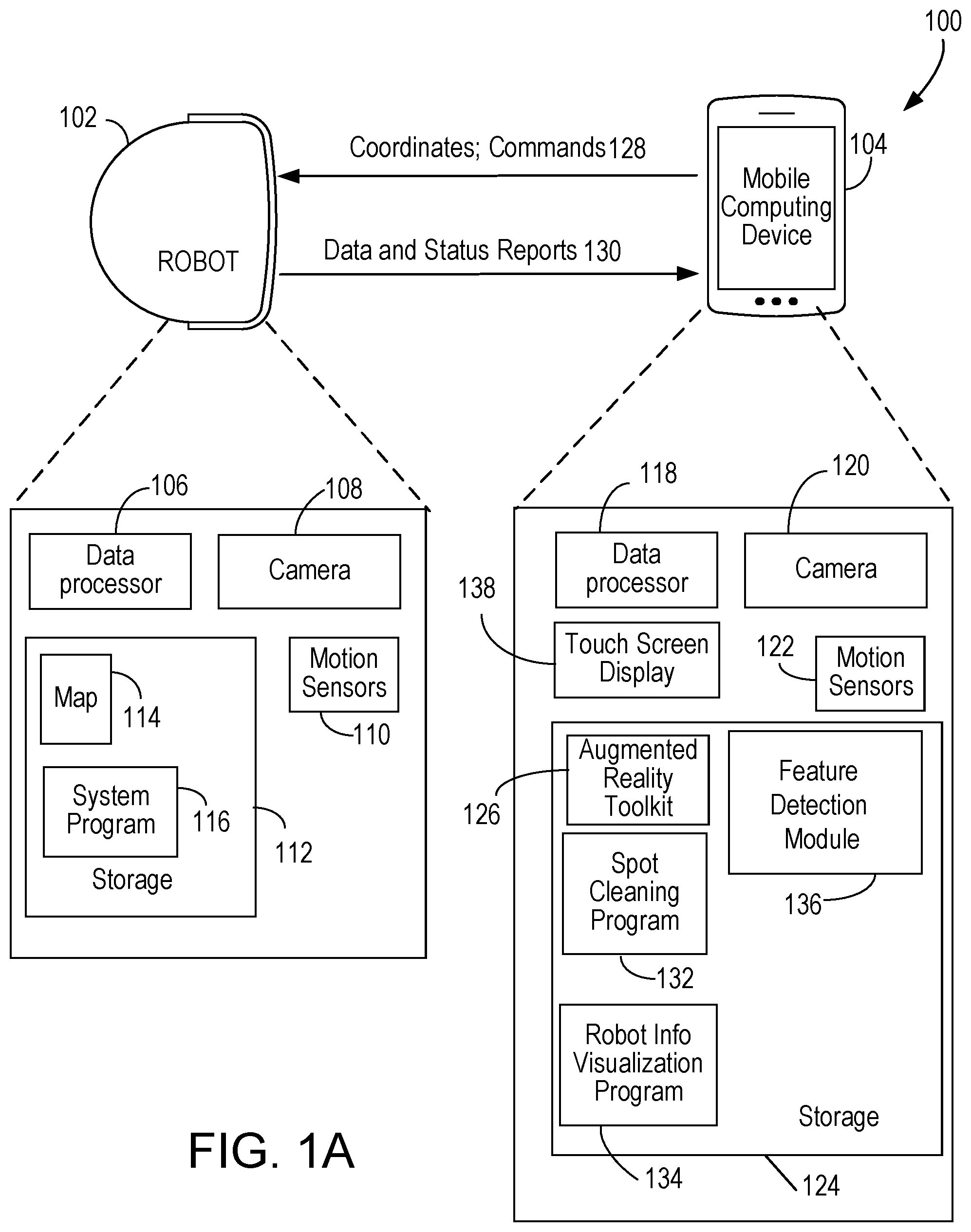 Patent US12306626 Figure 1 – Mobile robot cleaning system