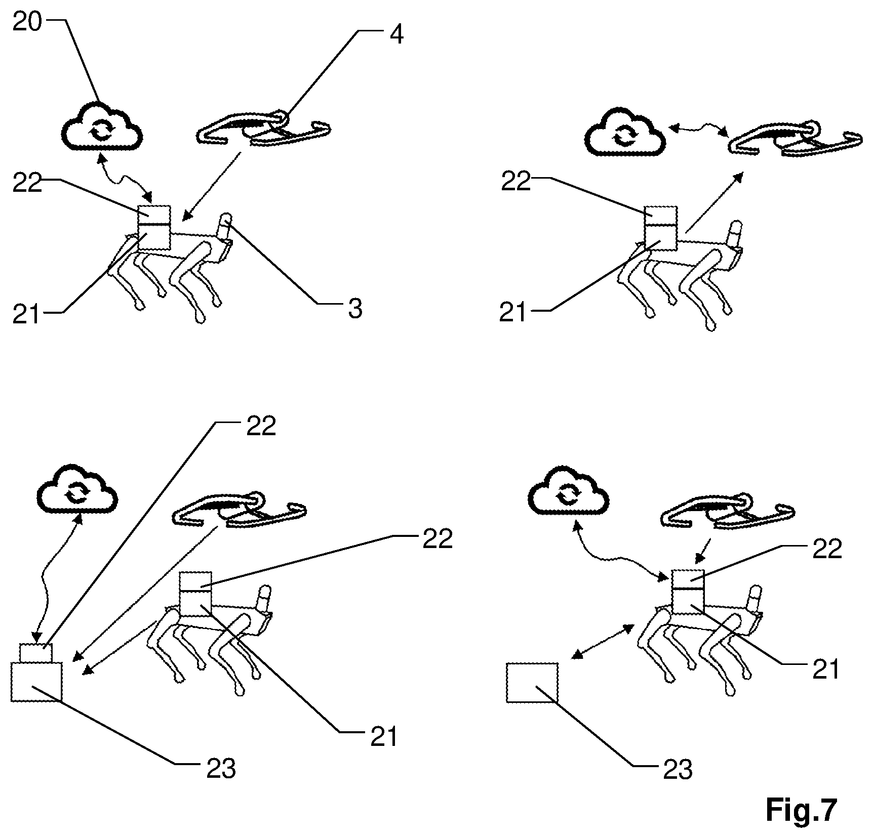 Patent US12306637 Figure 4 – System for 3D surveying by a UGV and a UAV with automatic provision of referencing of UGV lidar data and UAV lidar data