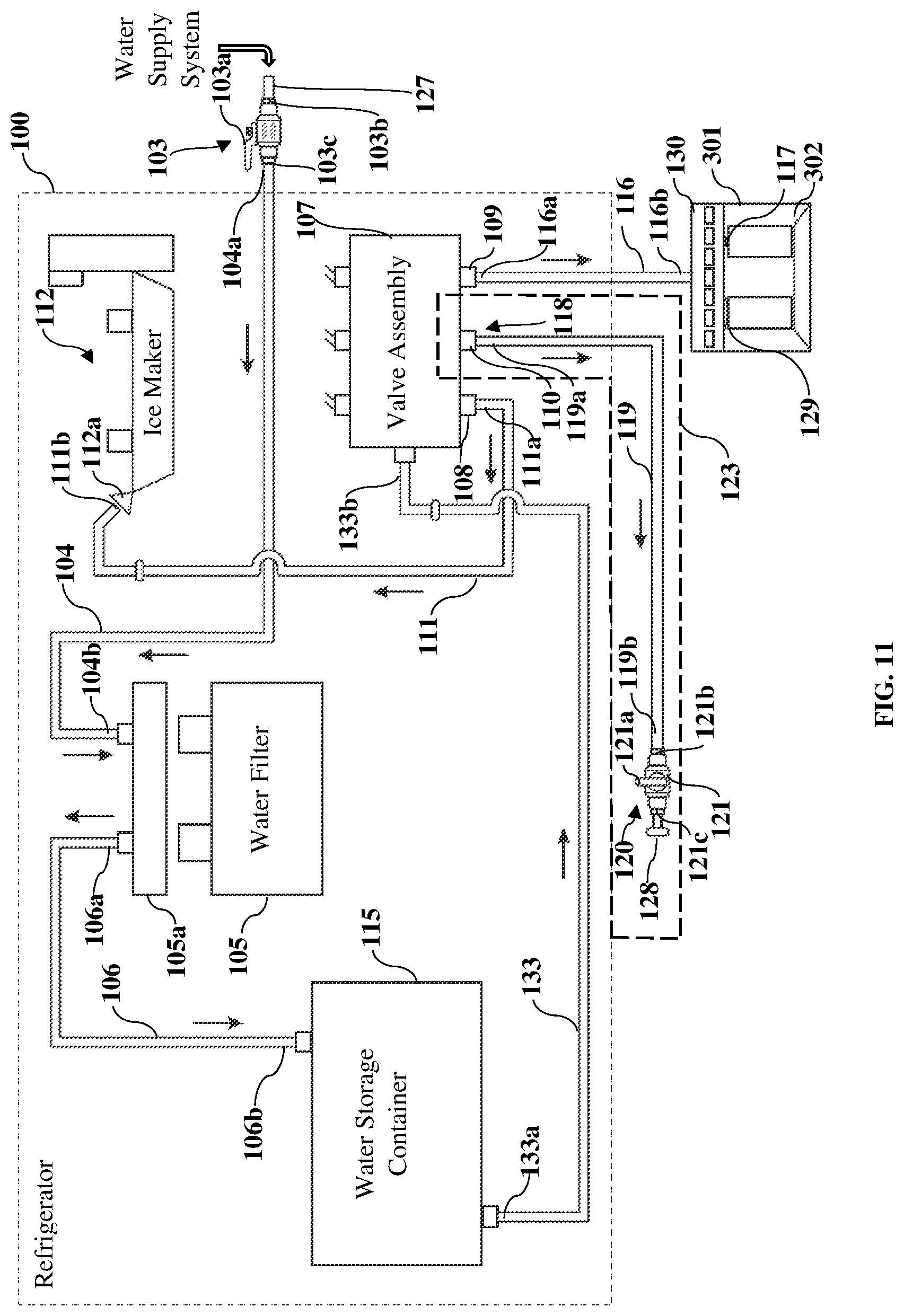 Patent US12306648 Figure 12 – Filtered water supply extension system for an external appliance