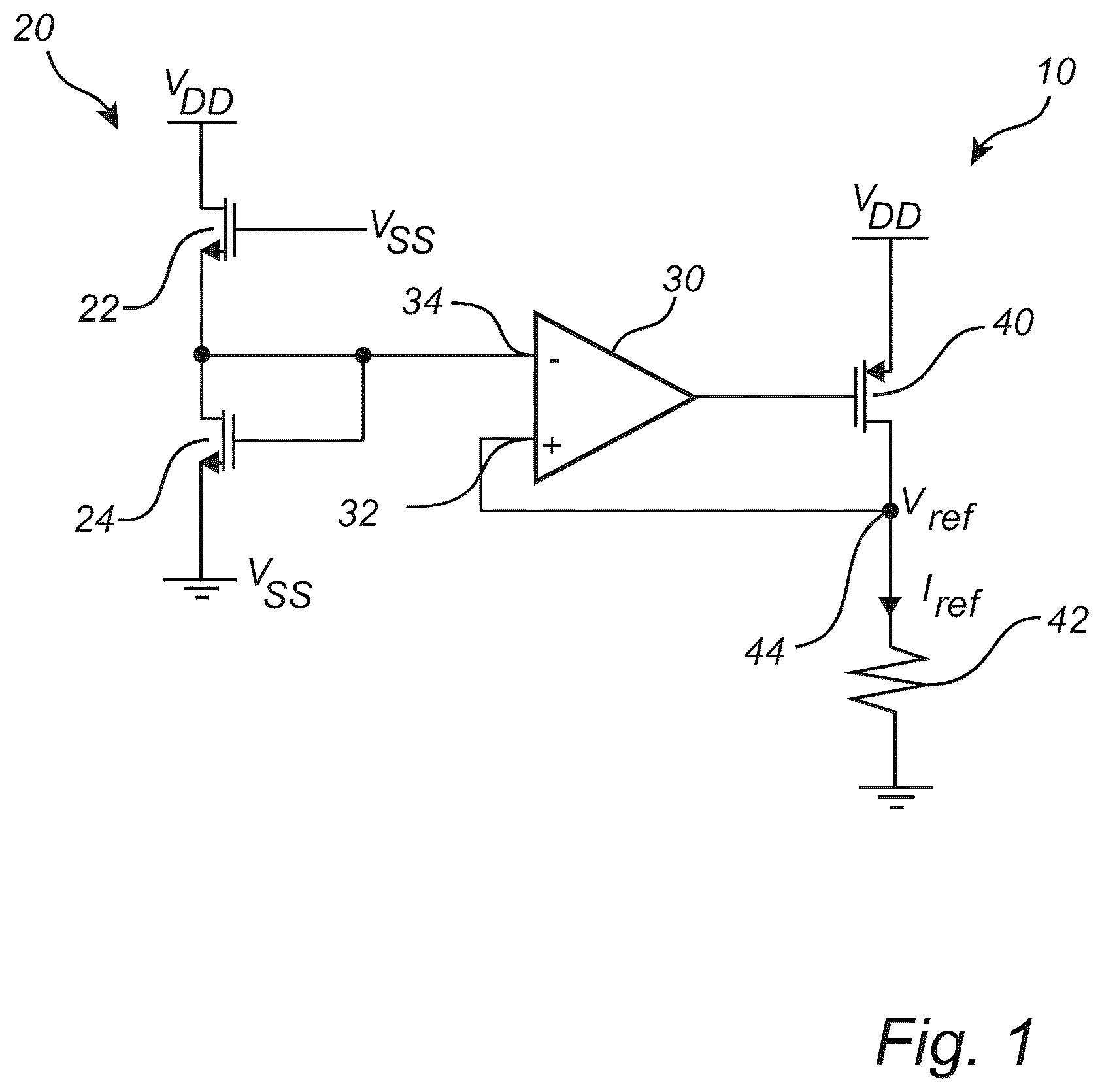Patent US12306649 — Reference circuit and a power management unit — Figure 1