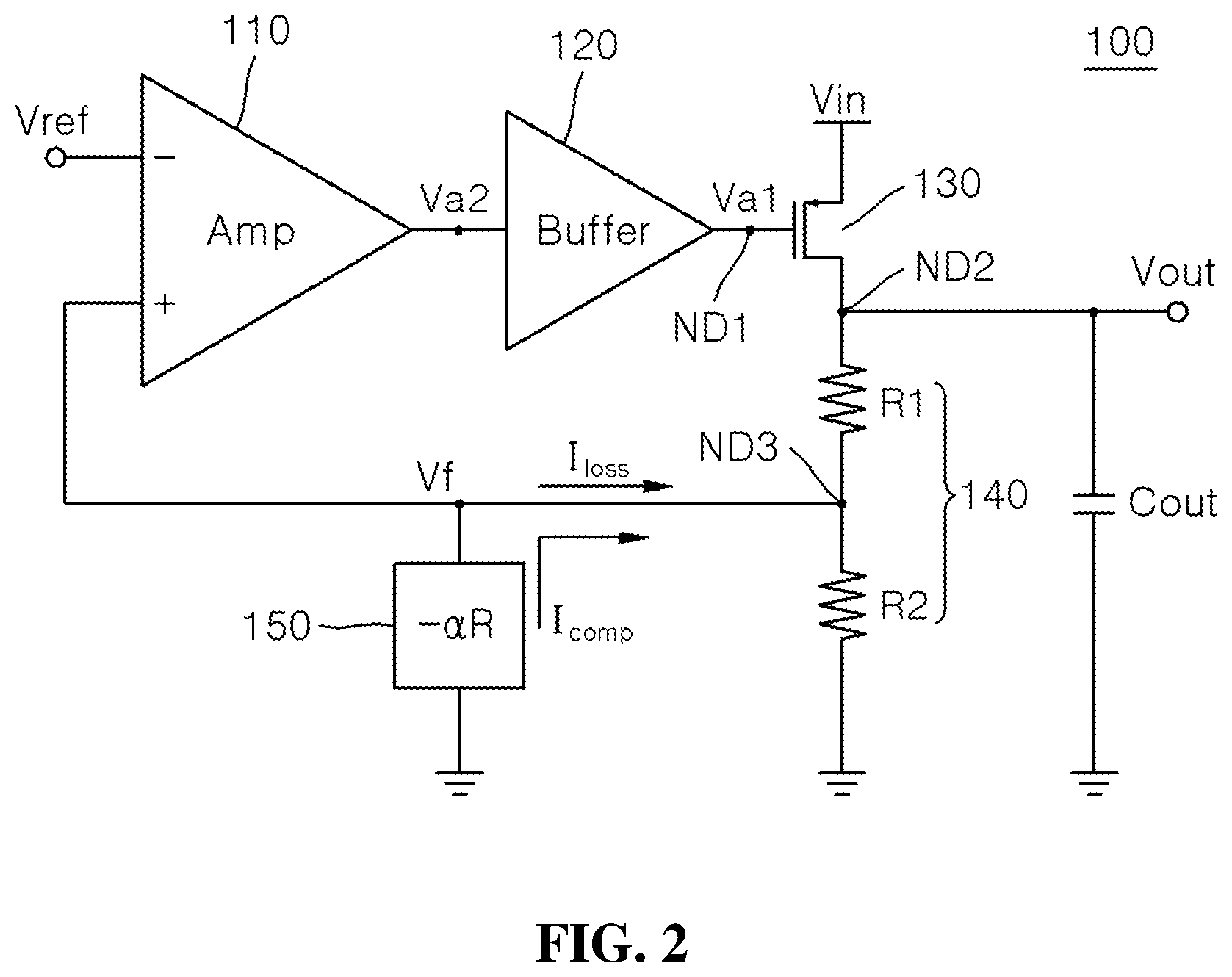 Patent US12306651 Figure 2 – Low dropout voltage regulator