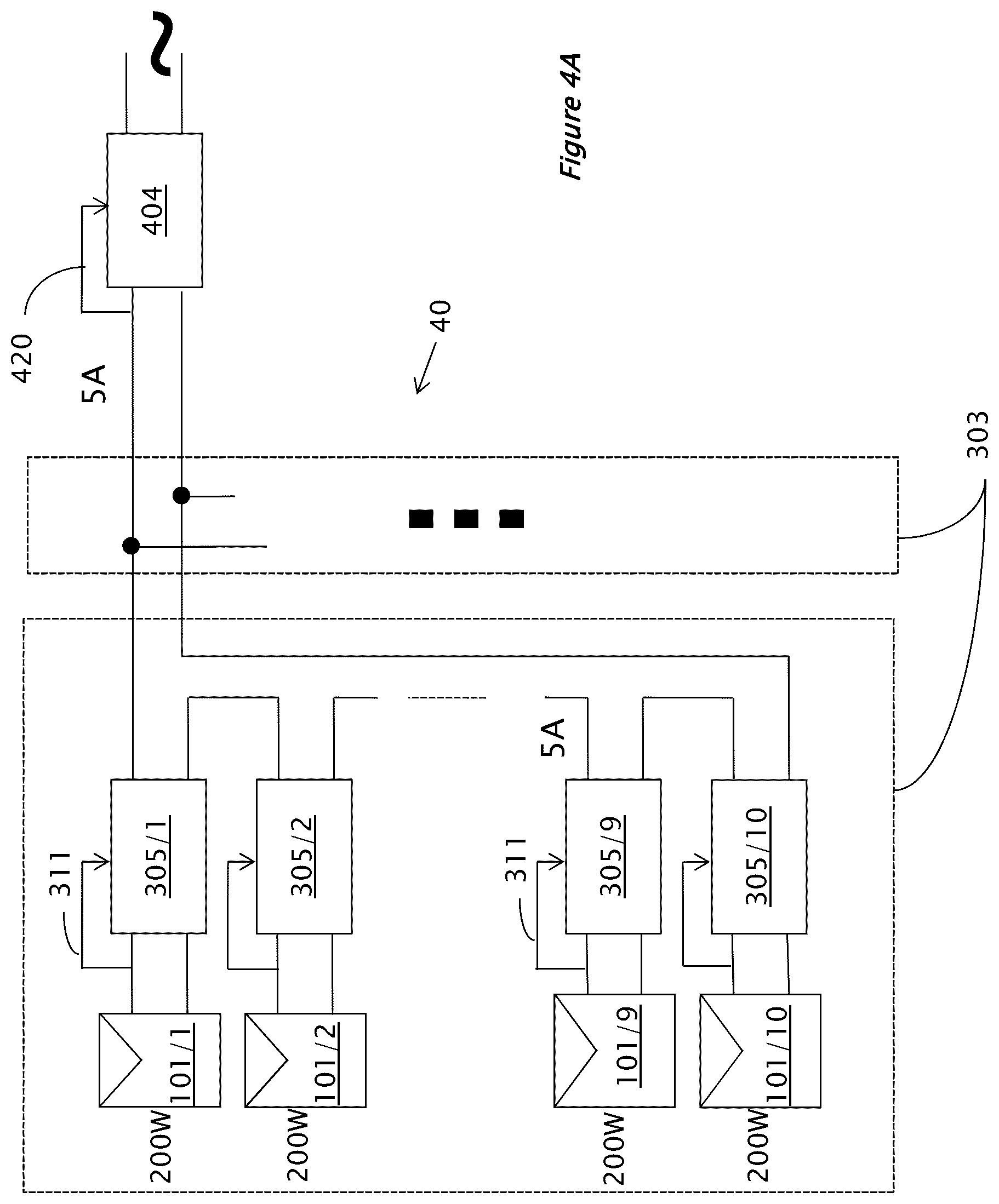 Patent US12306653 Figure 4 – Circuit for interconnected direct current power sources