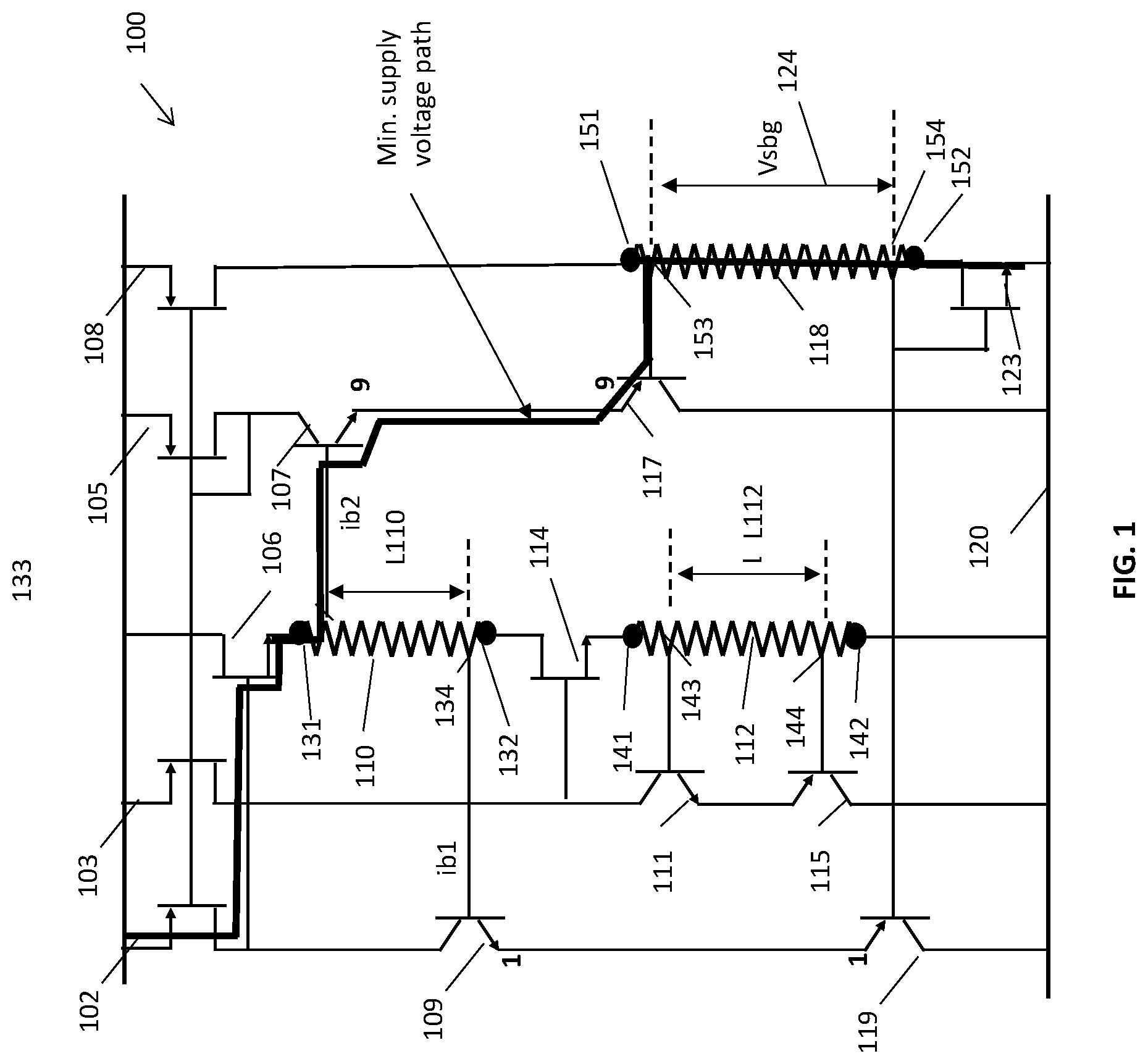 Patent US12306654 Figure 1 – Current reference circuit
