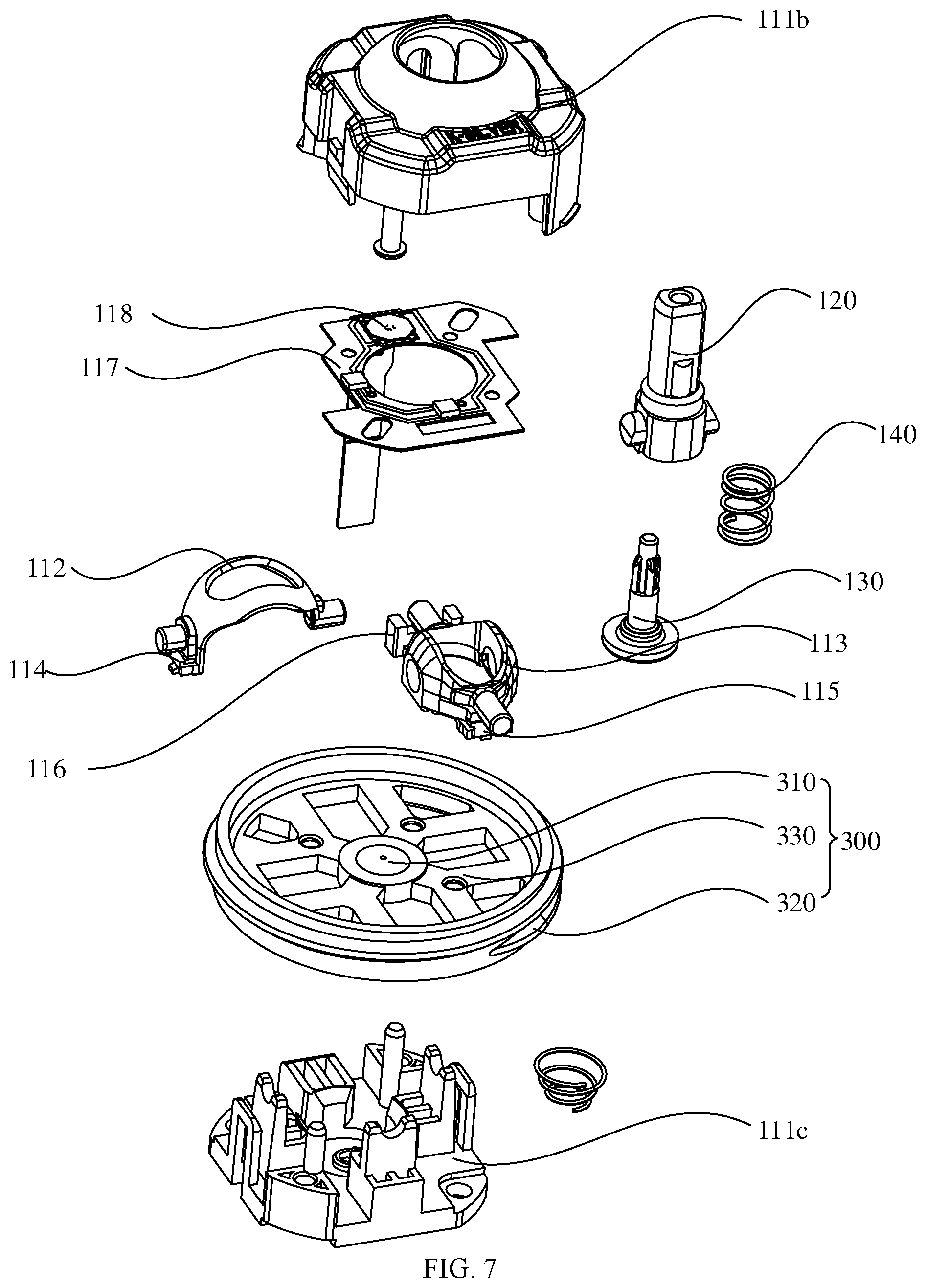 Patent US12306658 Figure 7 – Rocker mechanism and game controller