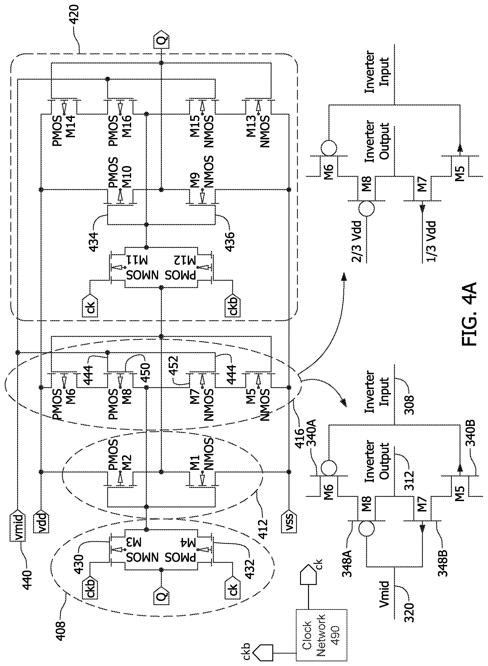 Patent US12306660 Figure 4 – Ultra-low power D flip-flop with reduced clock load