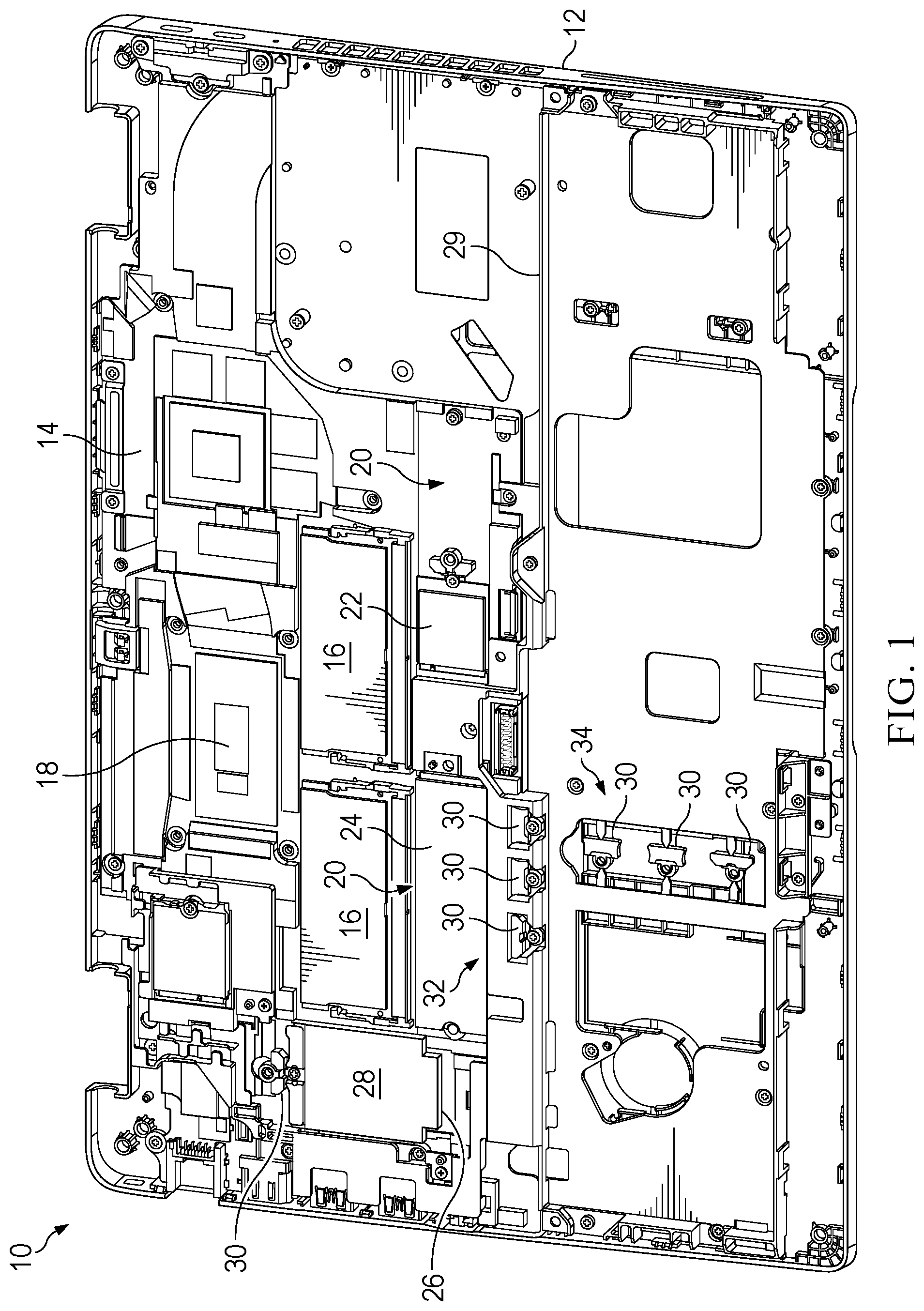 Patent US12306674 Figure 1 – Information handling system internal component part storage