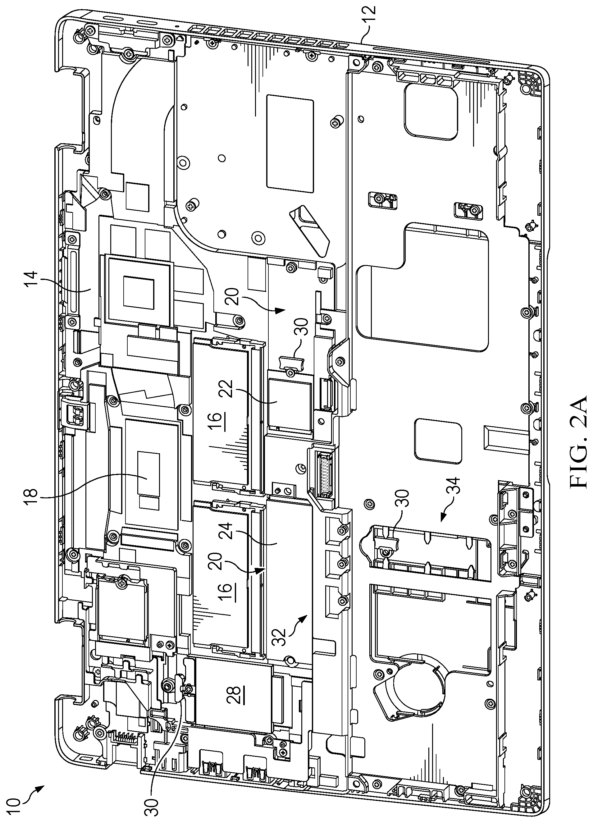 Patent US12306674 Figure 2 – Information handling system internal component part storage