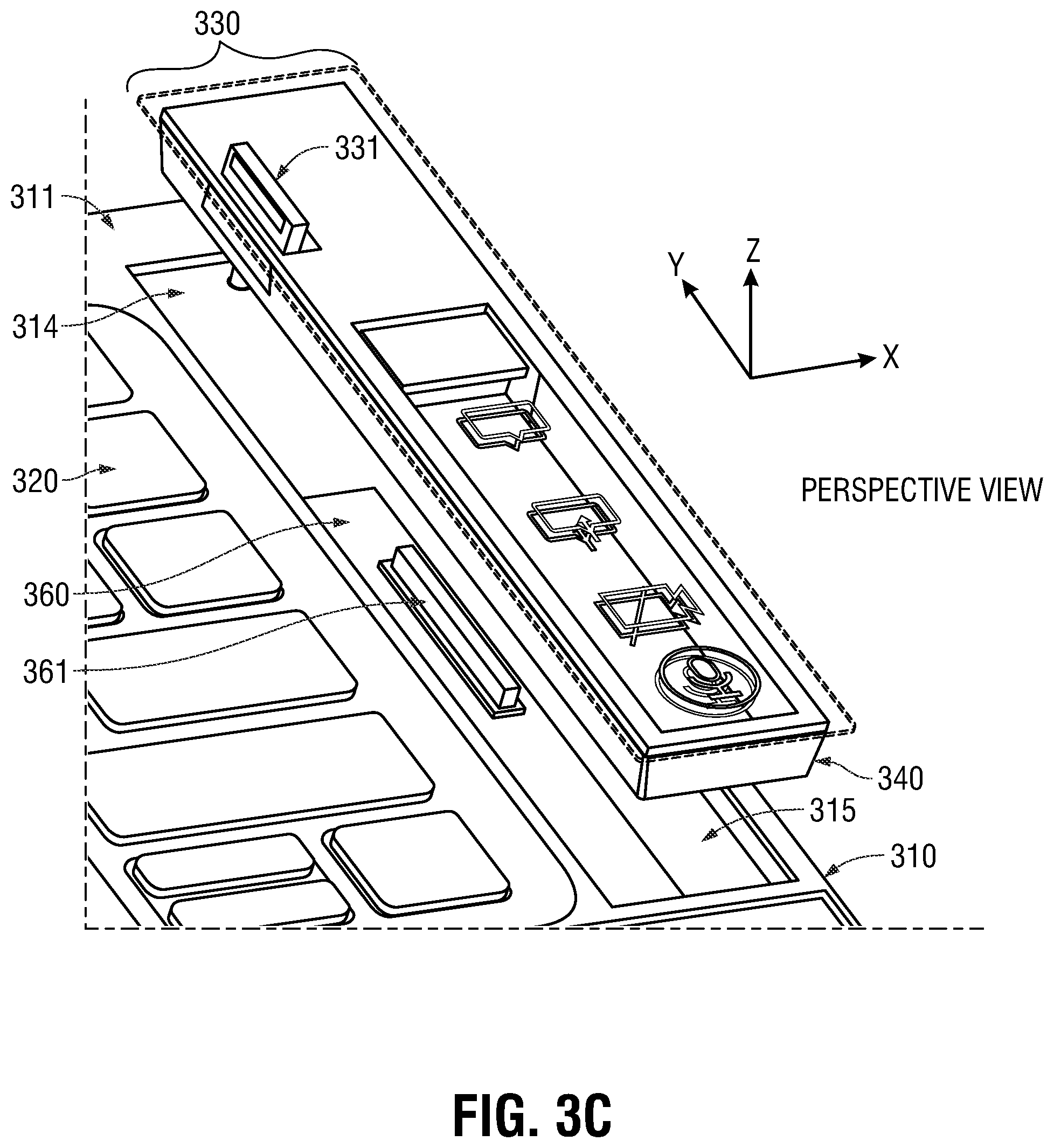 Patent US12306675 Figure 5 – System and method of manufacture for replaceable icon and speaker module with animated touch-actuated icons