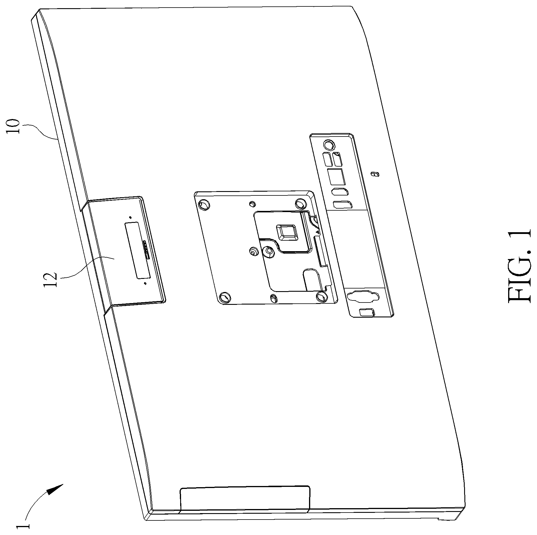 Patent US12306678 Figure 1 – Electronic device, rotating module and pivot structure