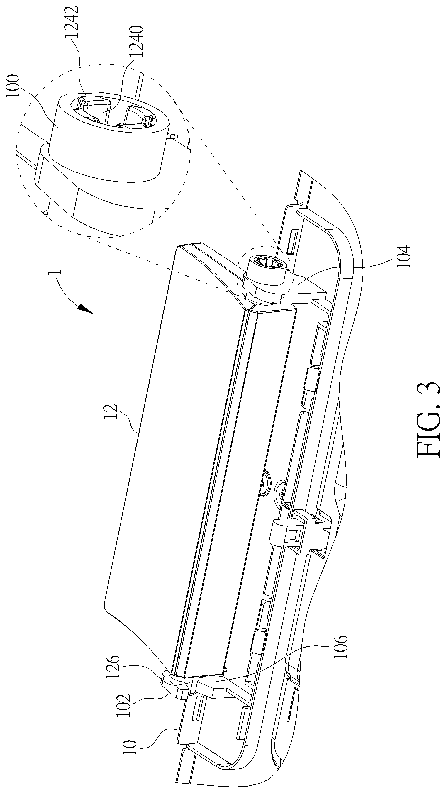 Patent US12306678 Figure 3 – Electronic device, rotating module and pivot structure