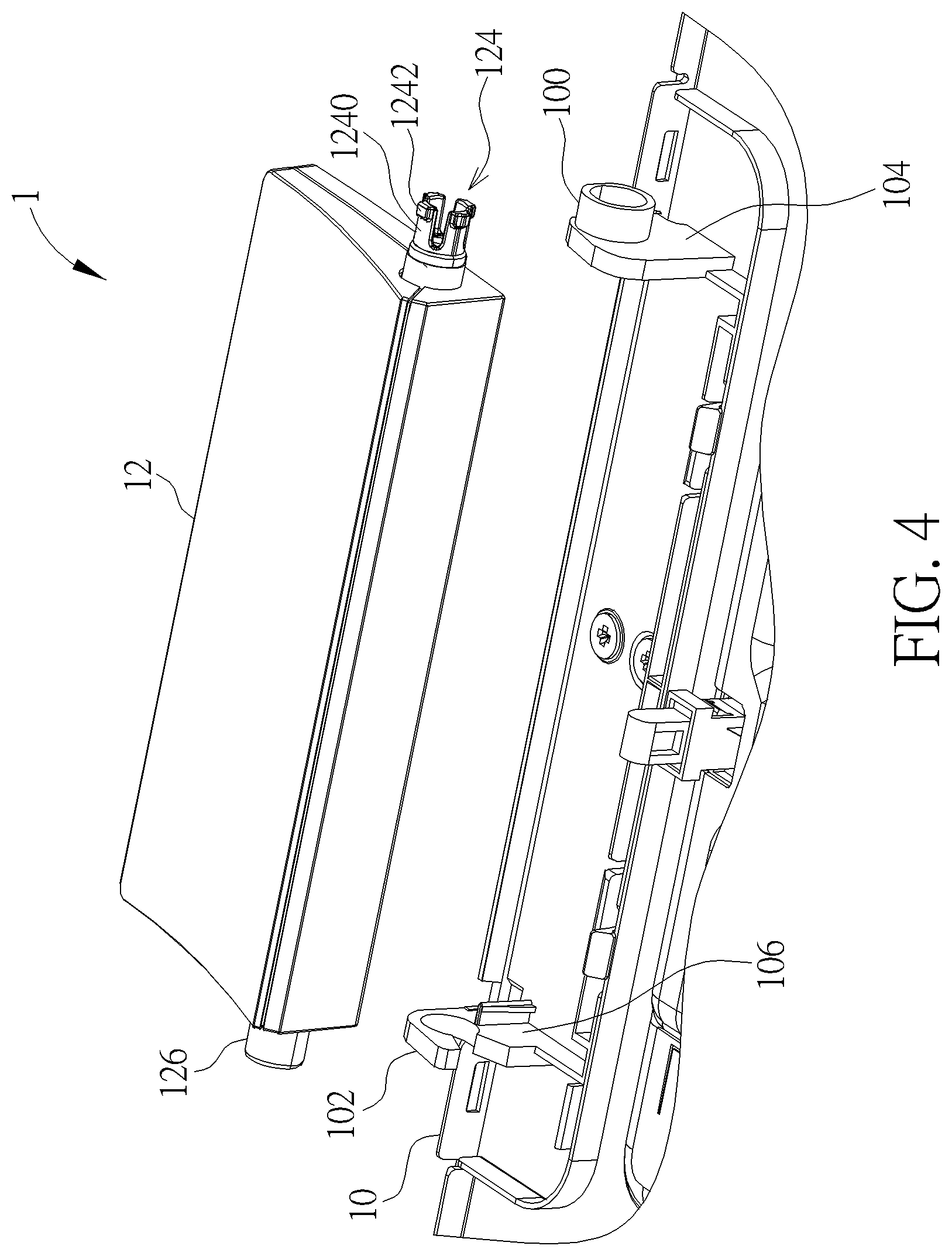 Patent US12306678 Figure 4 – Electronic device, rotating module and pivot structure