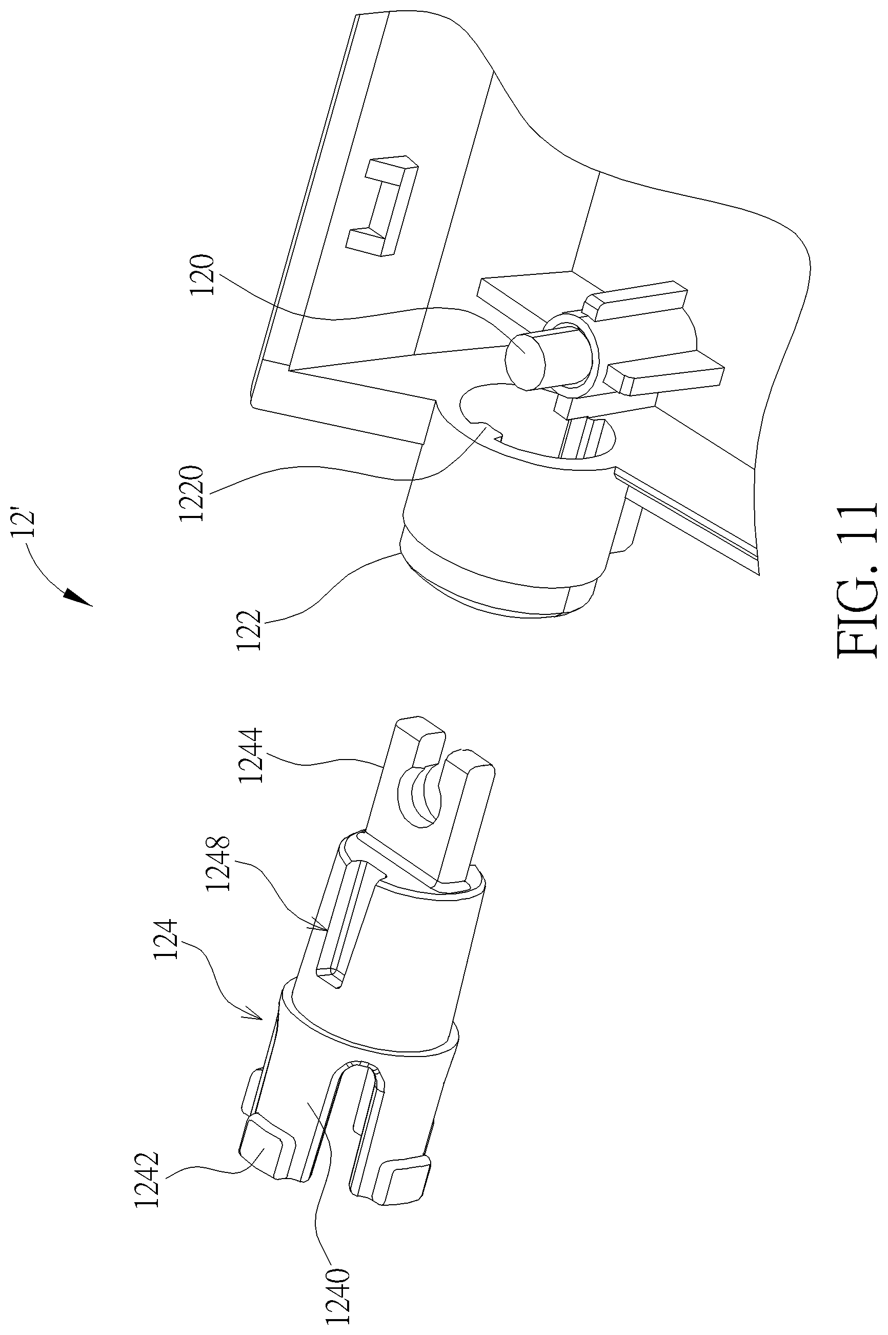 Patent US12306678 Figure 11 – Electronic device, rotating module and pivot structure