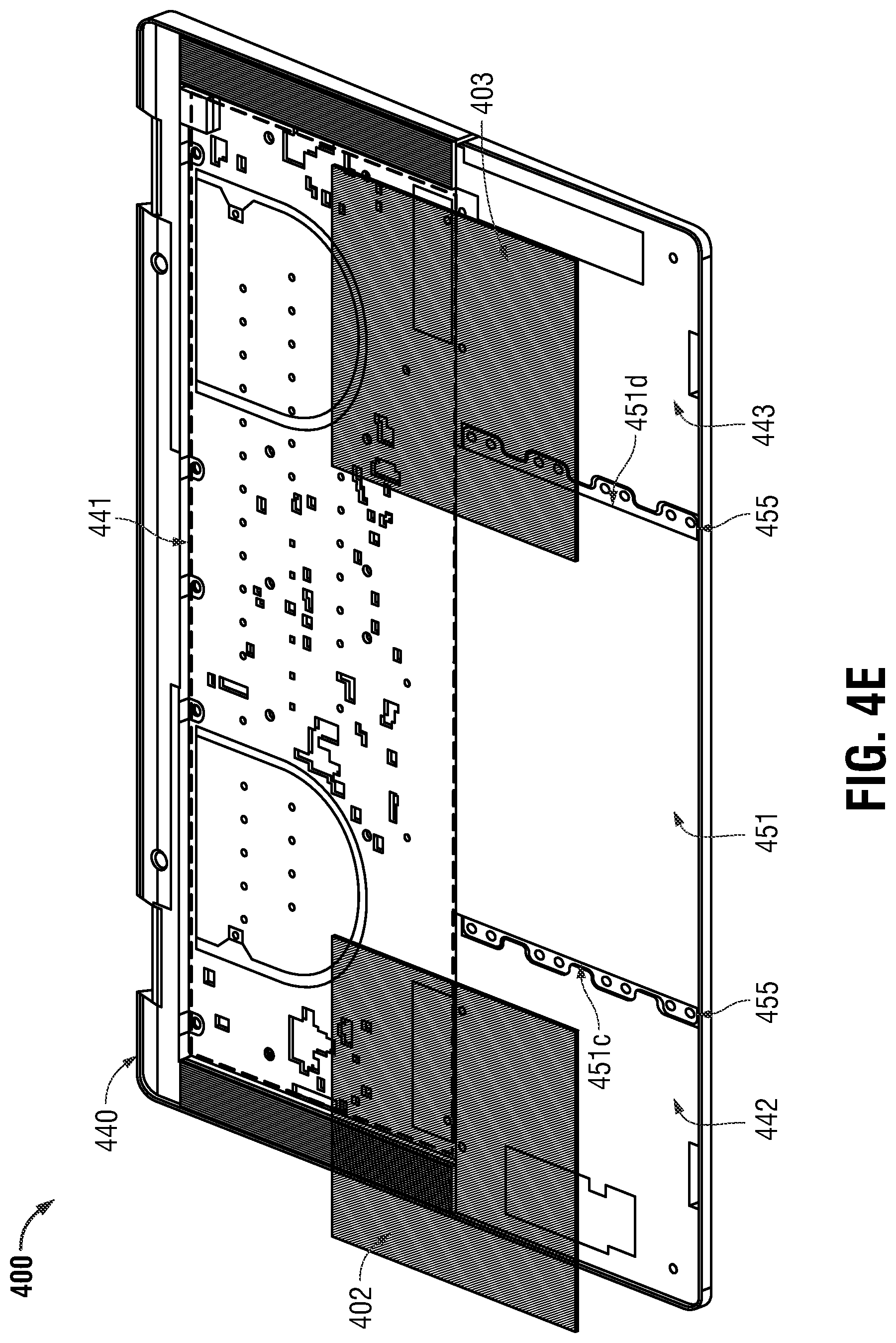Patent US12306679 Figure 9 – System and method of manufacturing a haptic touchpad and palm rest assembly with light-diffusing composite substrate of woven glass fiber impregnated with polycarbonate