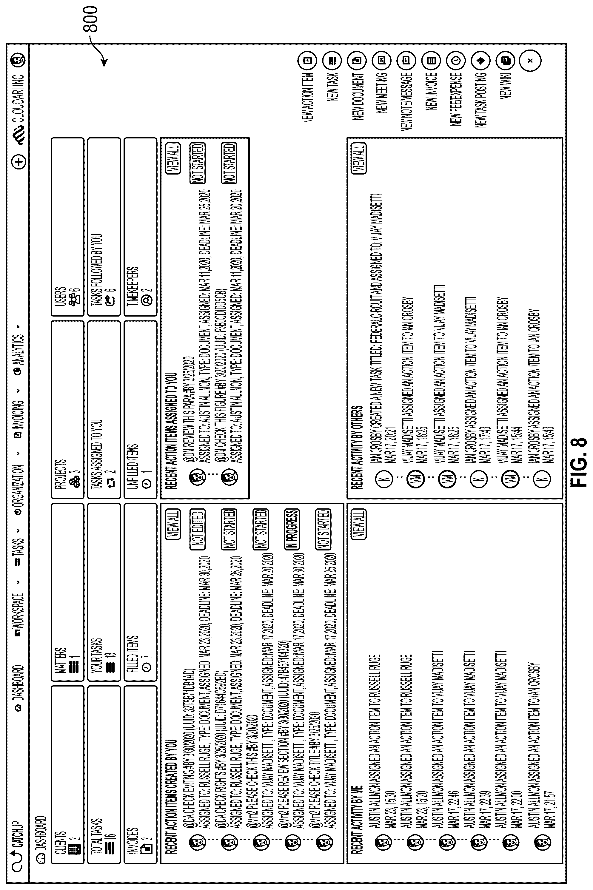 Patent US12306798 Figure 8 – Method and system for real-time collaboration, task linking, and code design and maintenance in software development