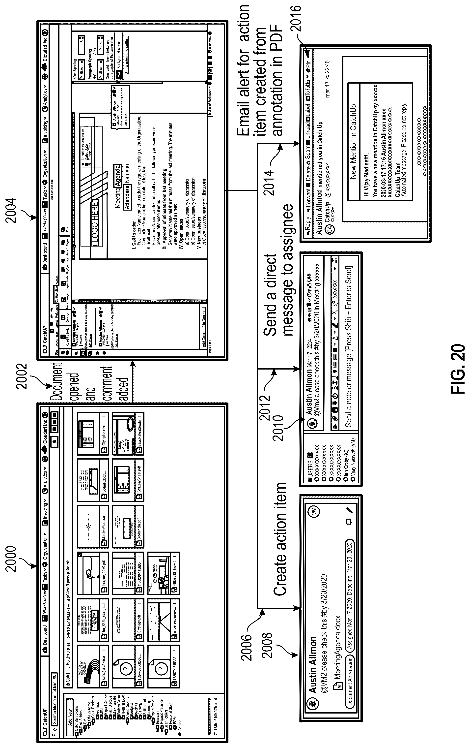 Patent US12306798 Figure 20 – Method and system for real-time collaboration, task linking, and code design and maintenance in software development