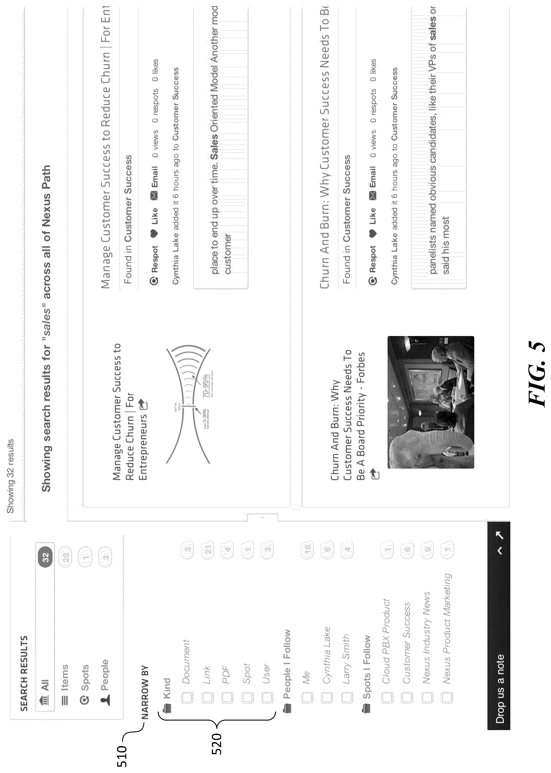 Patent US12306840 Figure 8 – Narrowing information search results for presentation to a user