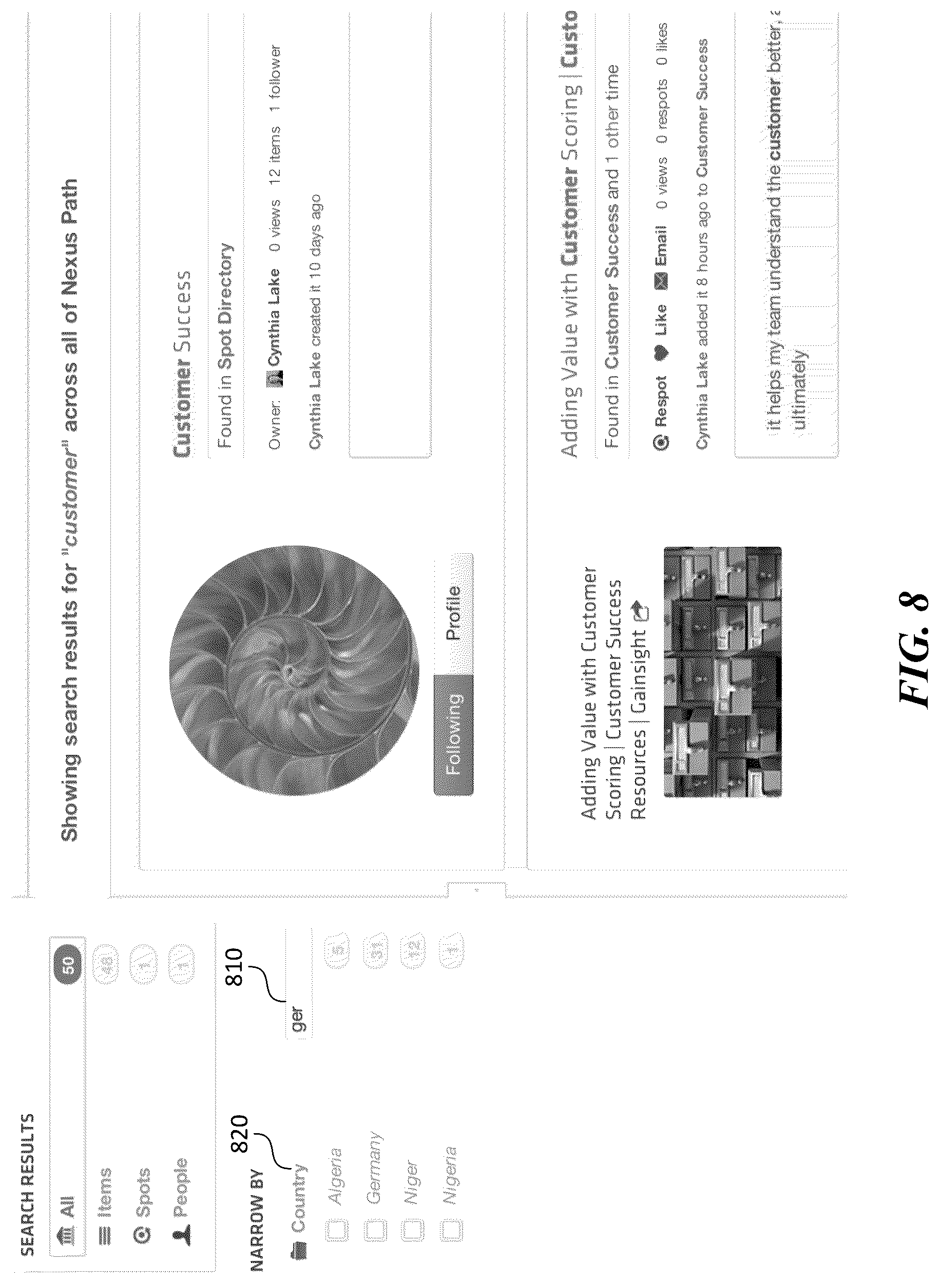 Patent US12306840 Figure 11 – Narrowing information search results for presentation to a user