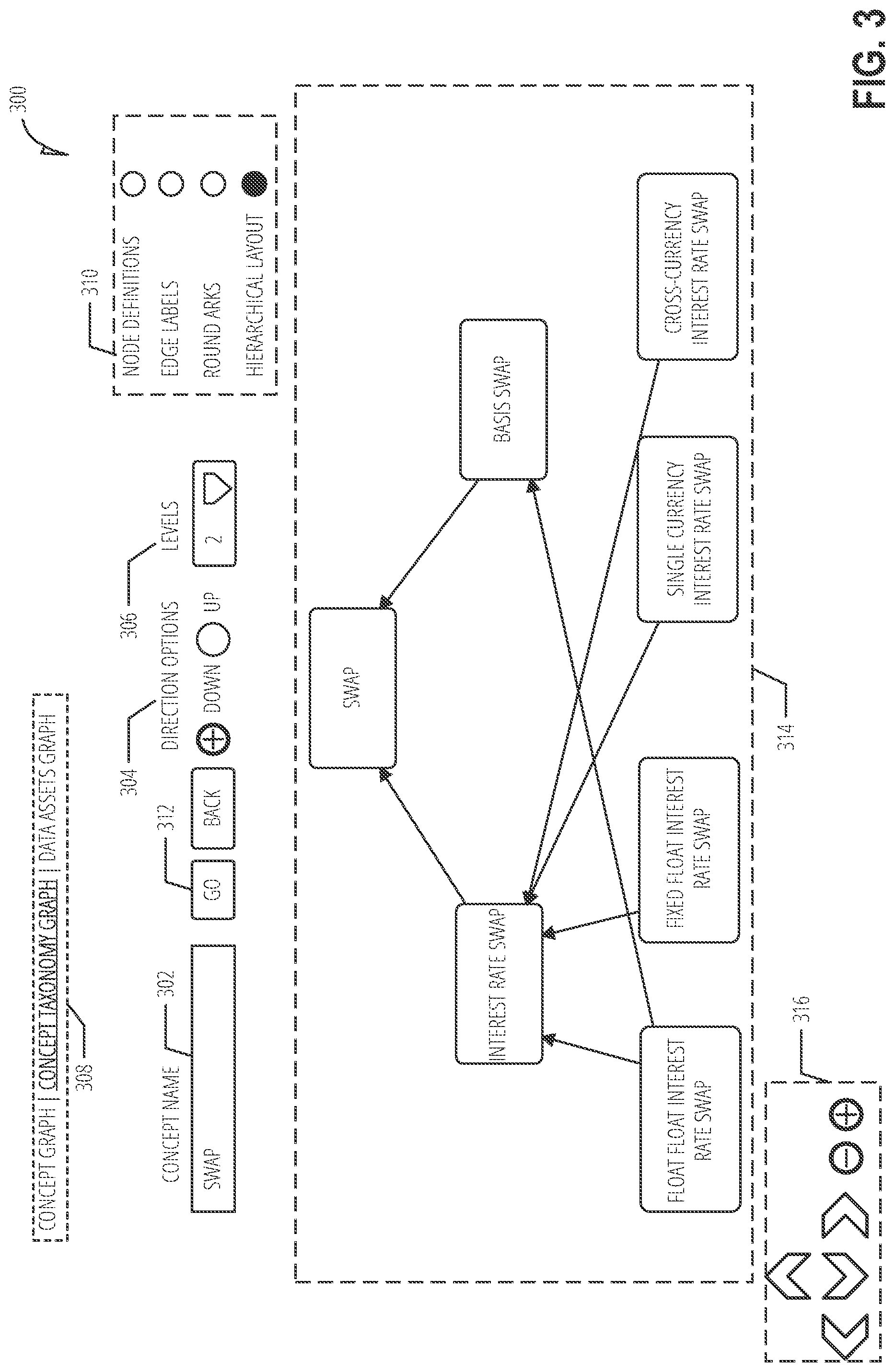 Patent US12306844 Figure 3 – User interfaces for database visualizations