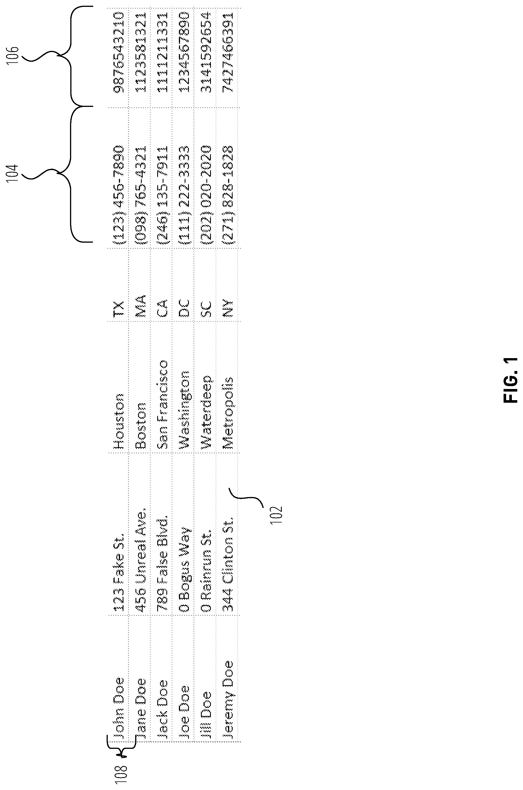 Patent US12306855 Figure 1 – Mediums, methods, and systems for classifying columns of a data store based on character level labeling