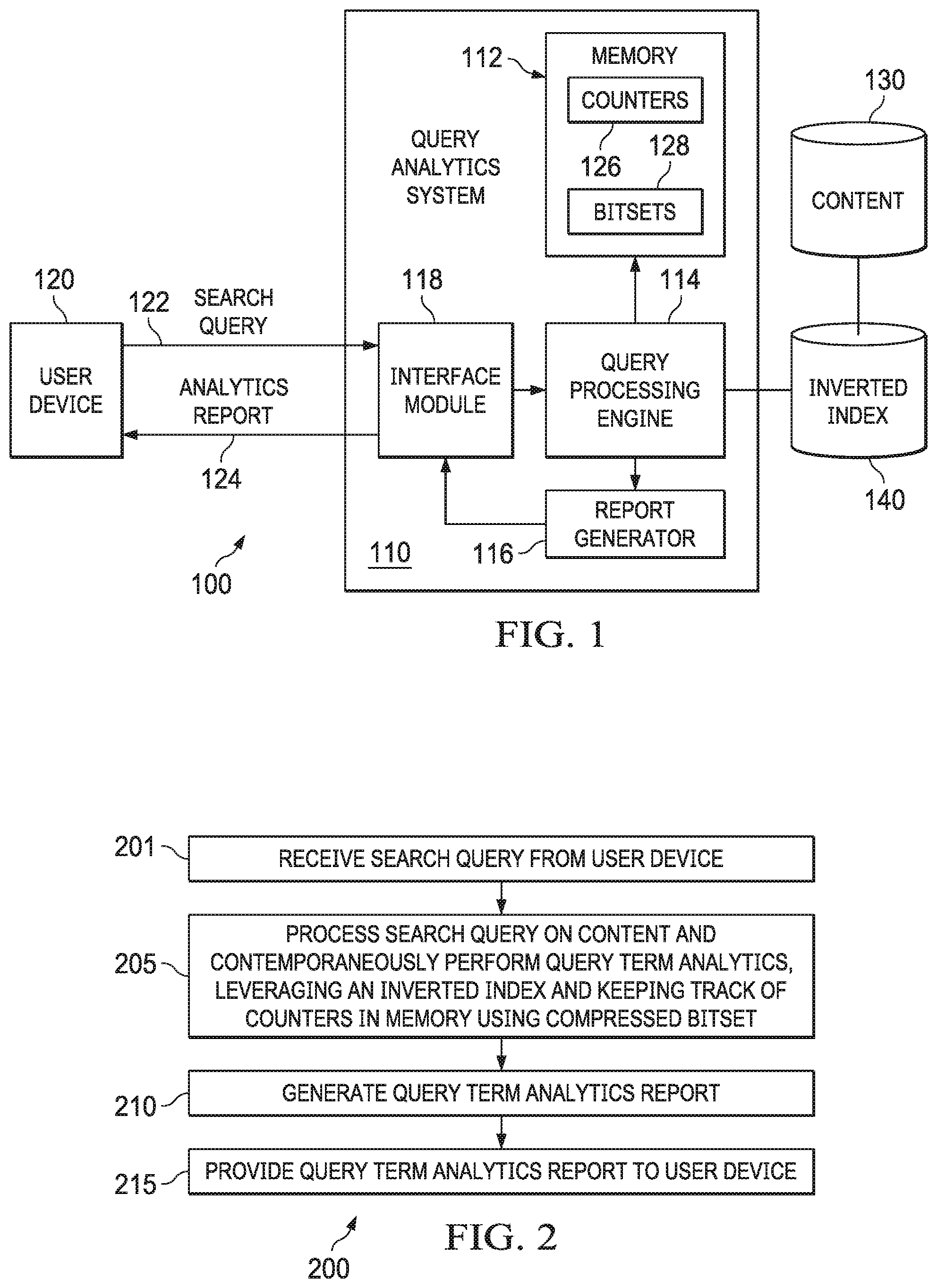 Patent US12306857 Figure 1 – Systems and methods for query term analytics