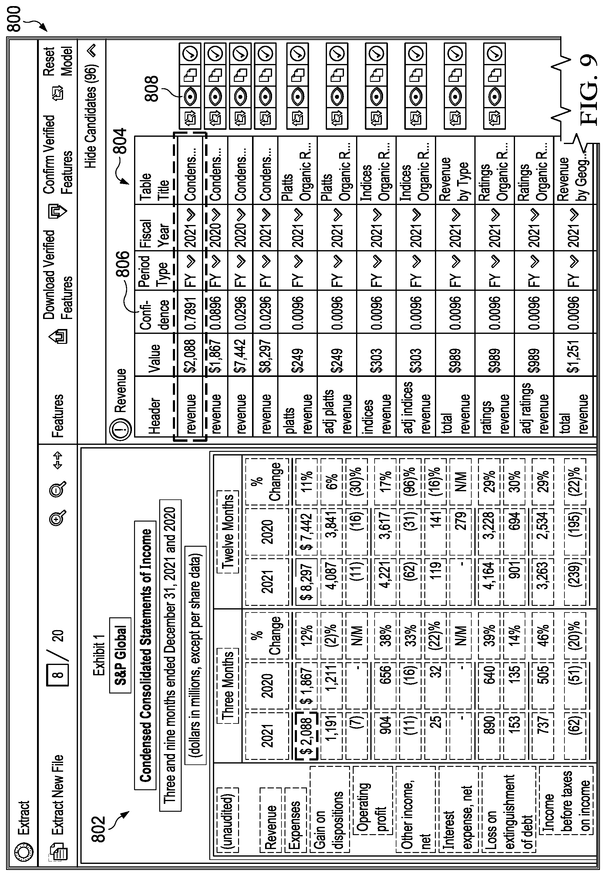 Patent US12306862 Figure 8 – Information extraction for unstructured text documents