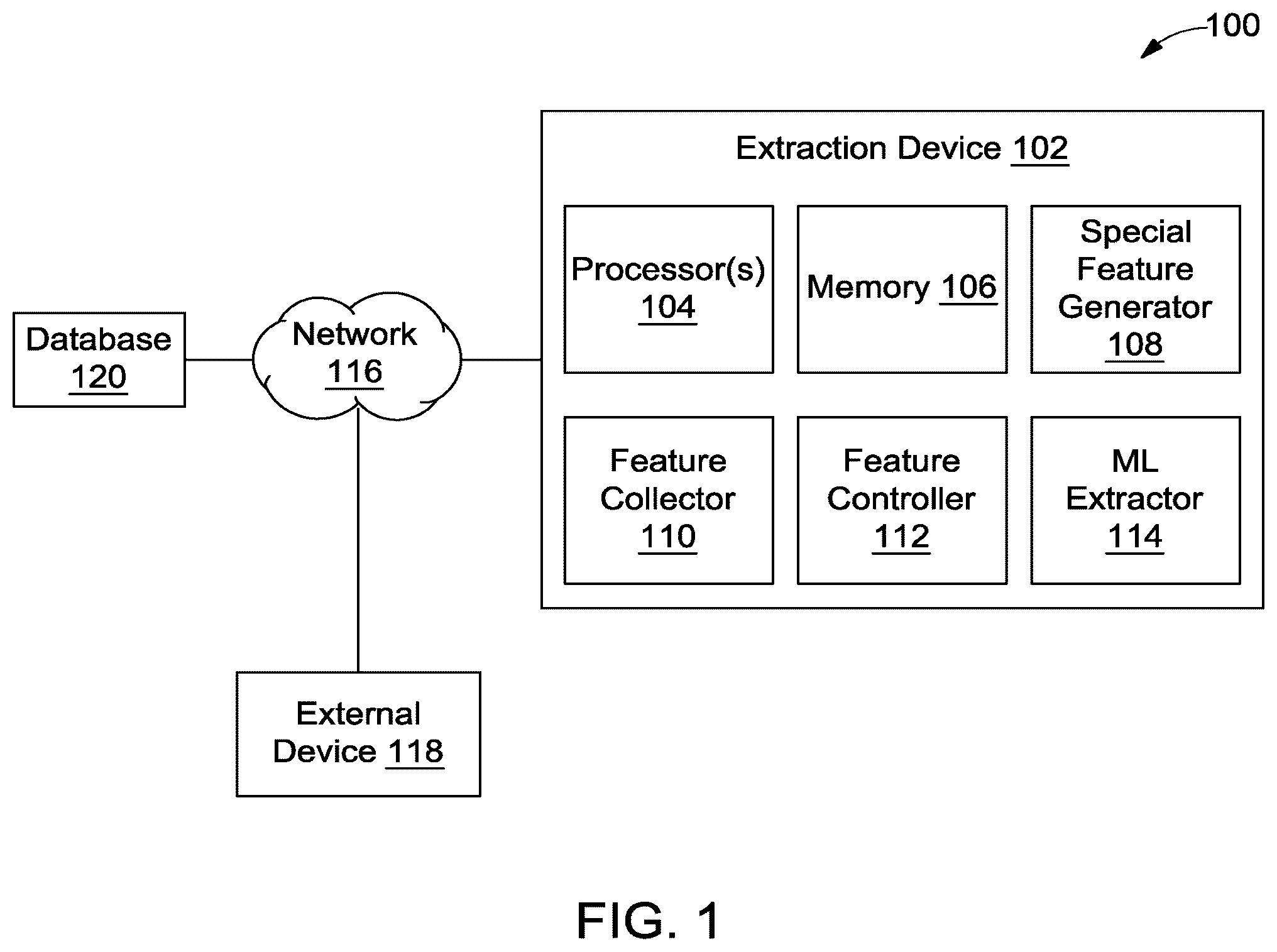 Patent US12306863 — Method and system of extracting data based on spatial features — Figure 1