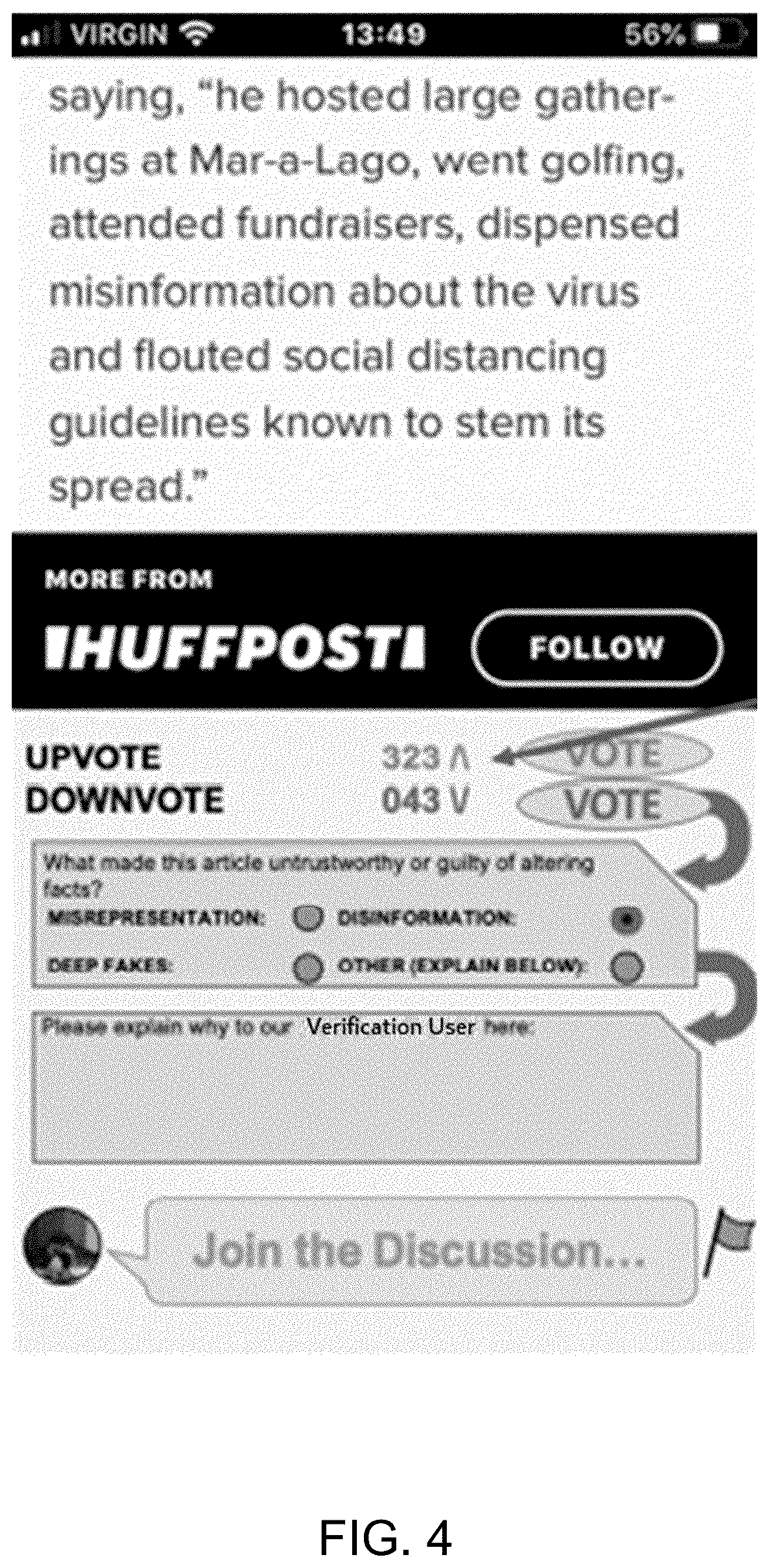 Patent US12306889 Figure 4 – System and method for assessing truthfulness in media content