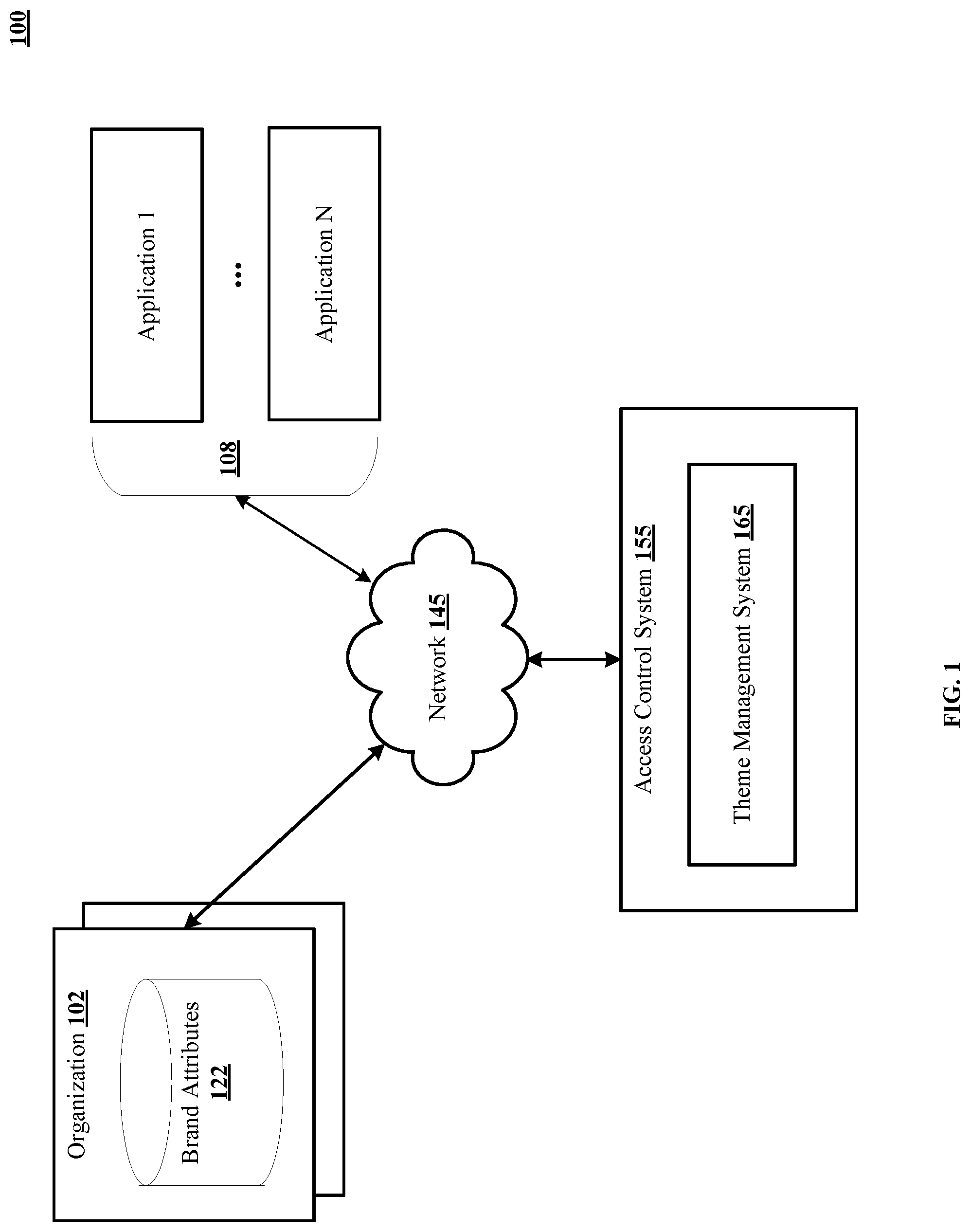 Patent US12306914 Figure 1 – Console-based no-code/low-code theme management for authentication journeys