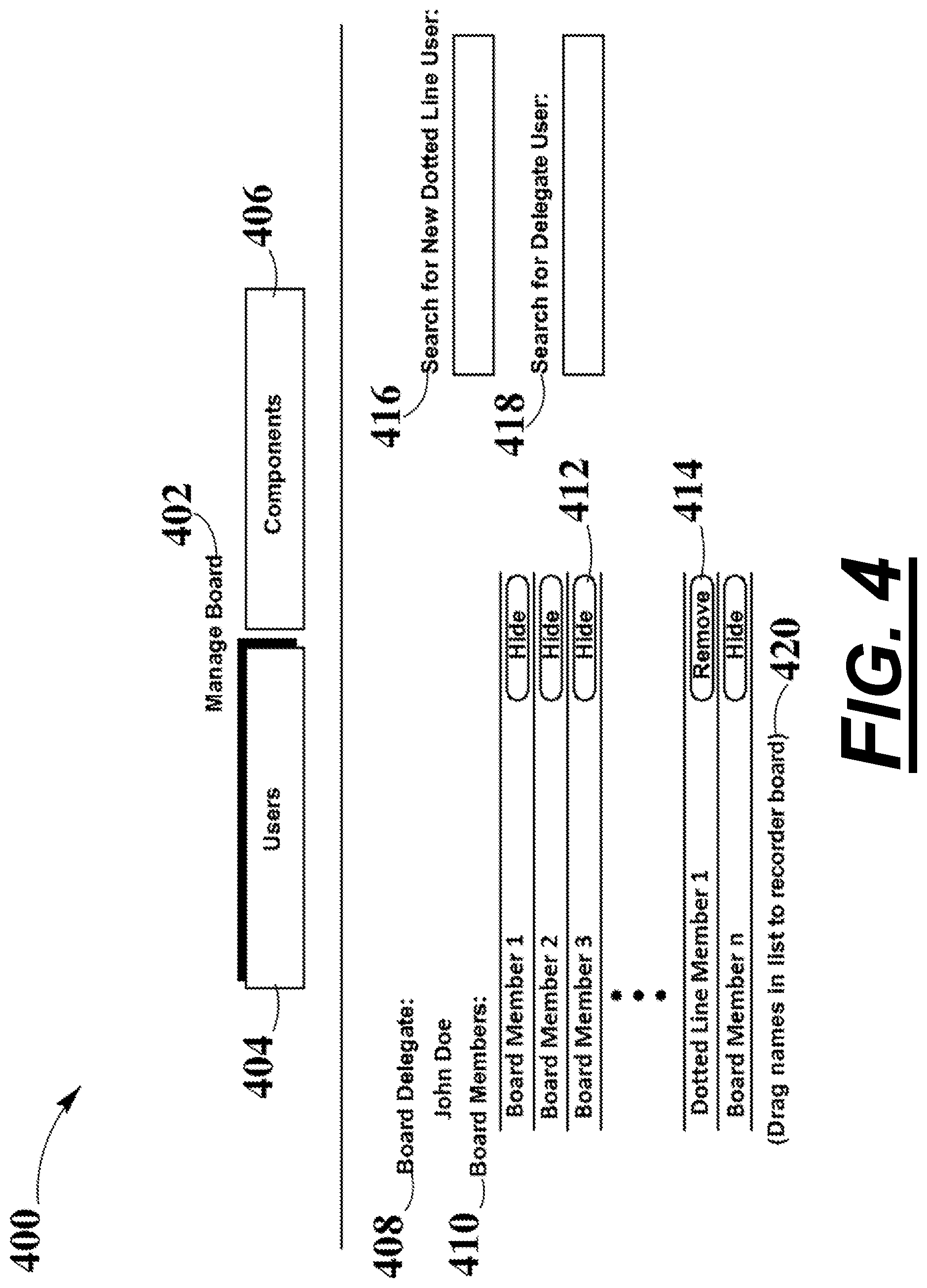 Patent US12306975 Figure 4 – Systems and methods for the management of huddle board participants