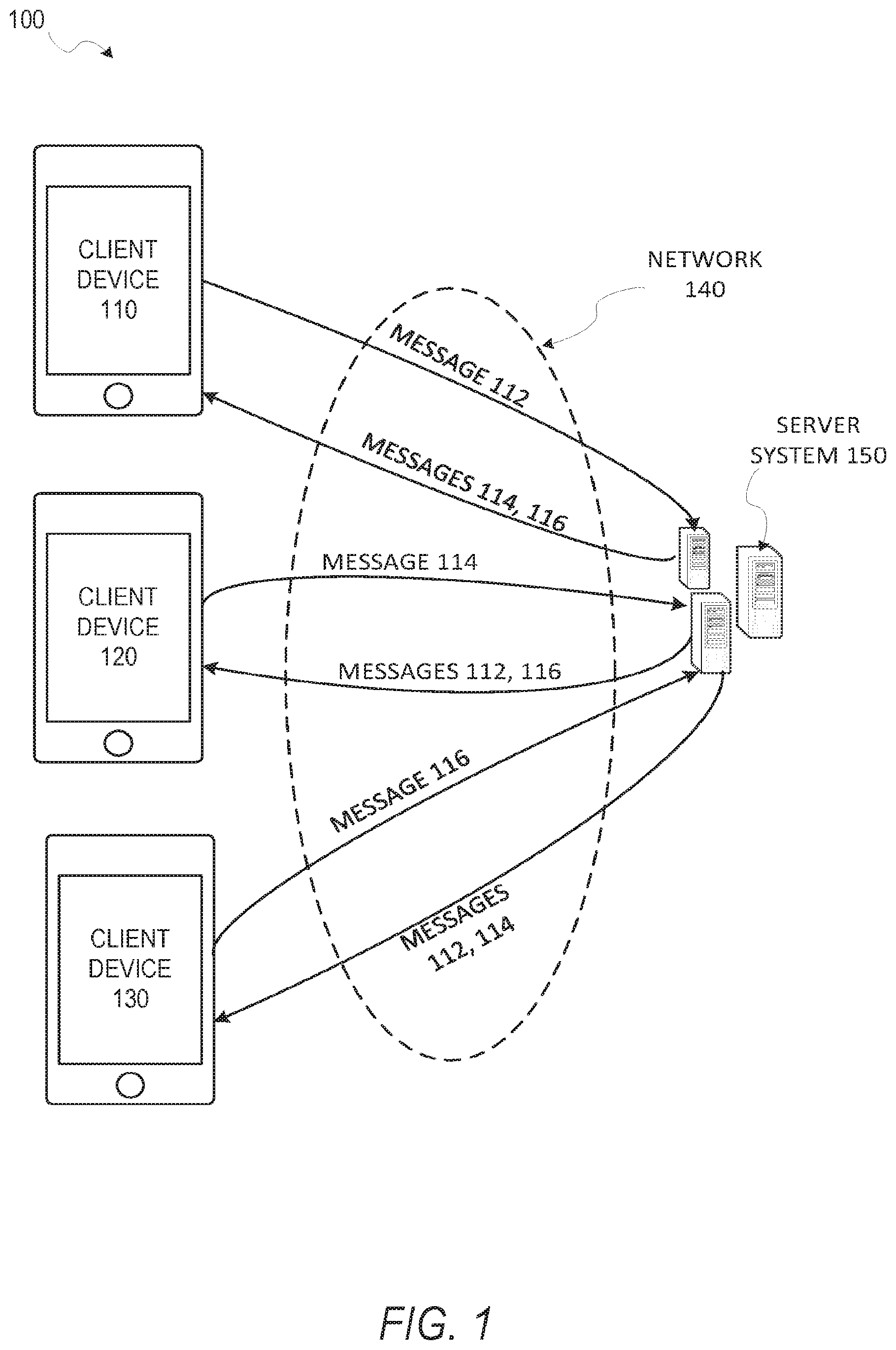 Patent US12306984 Figure 1 – Systems and methods for ephemeral group chat
