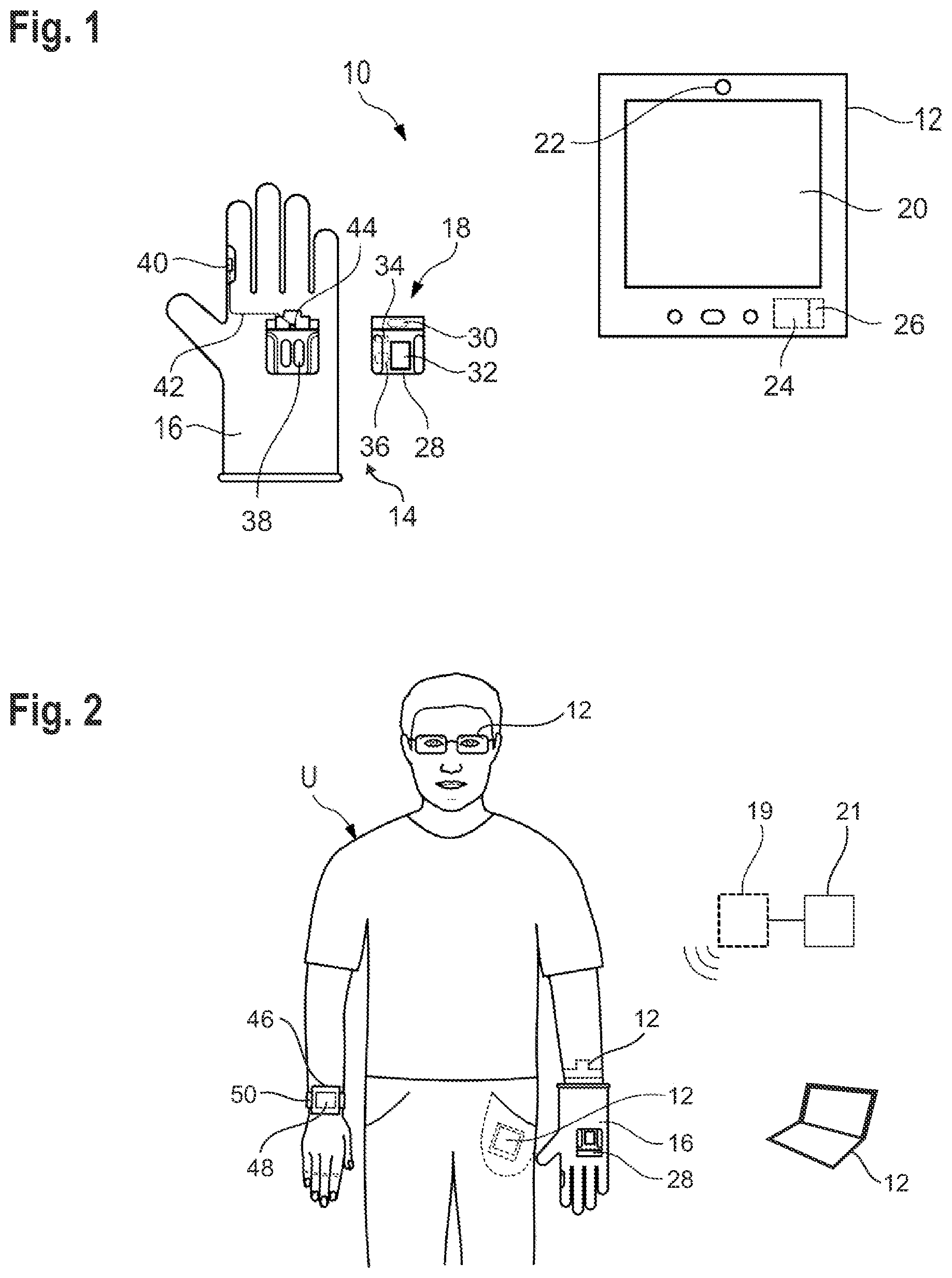 Patent US12307011 Figure 1 – Sensor and/or information device as well as sensor and/or information system
