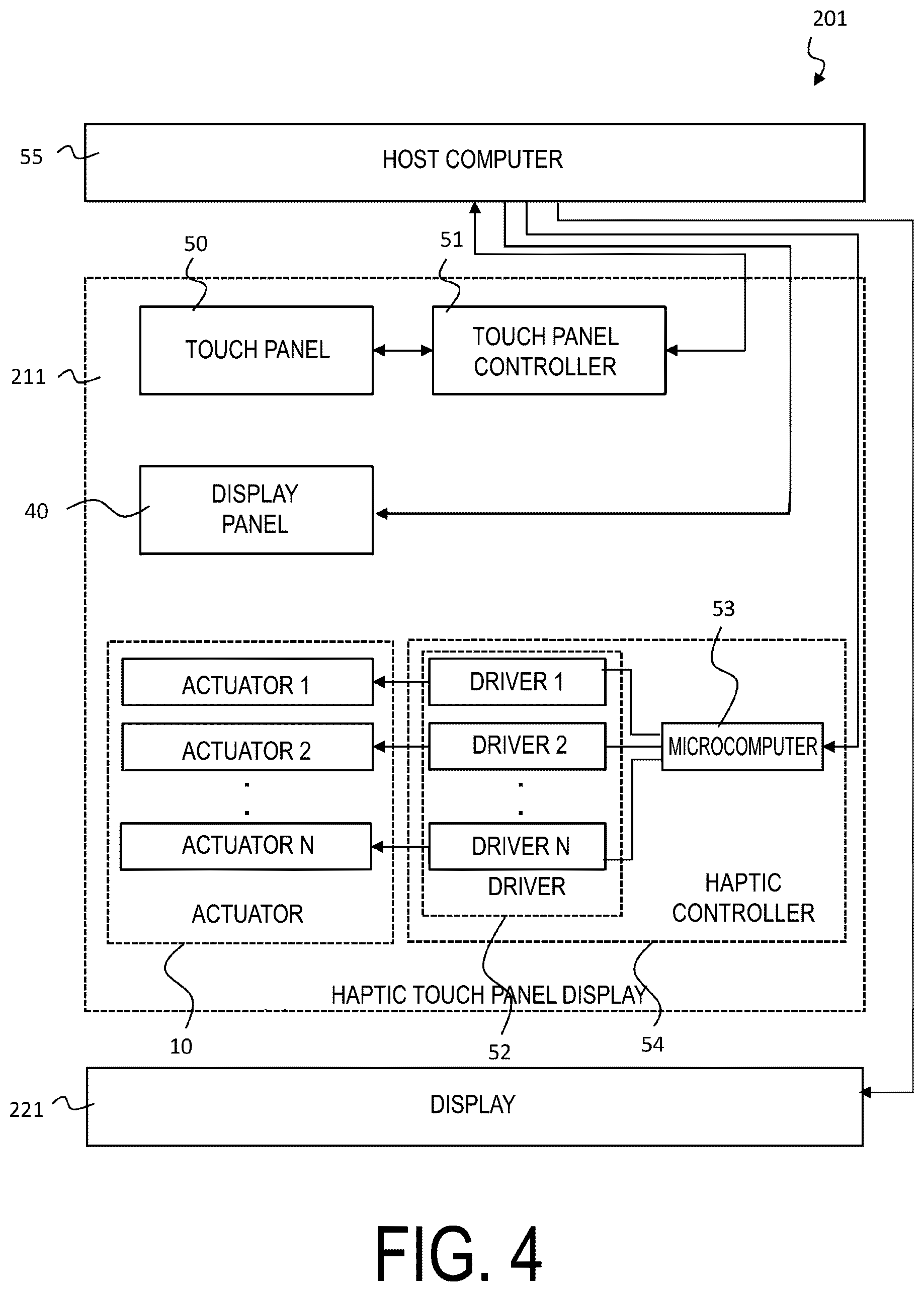 Patent US12307017 Figure 4 – Haptic touch panel display