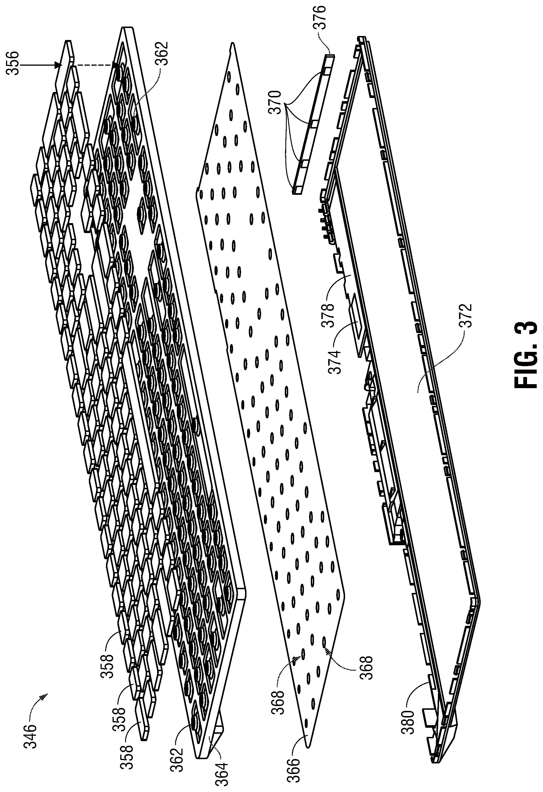 Patent US12307021 Figure 4 – System and method for a quiet keyboard with optical matrix key positioning