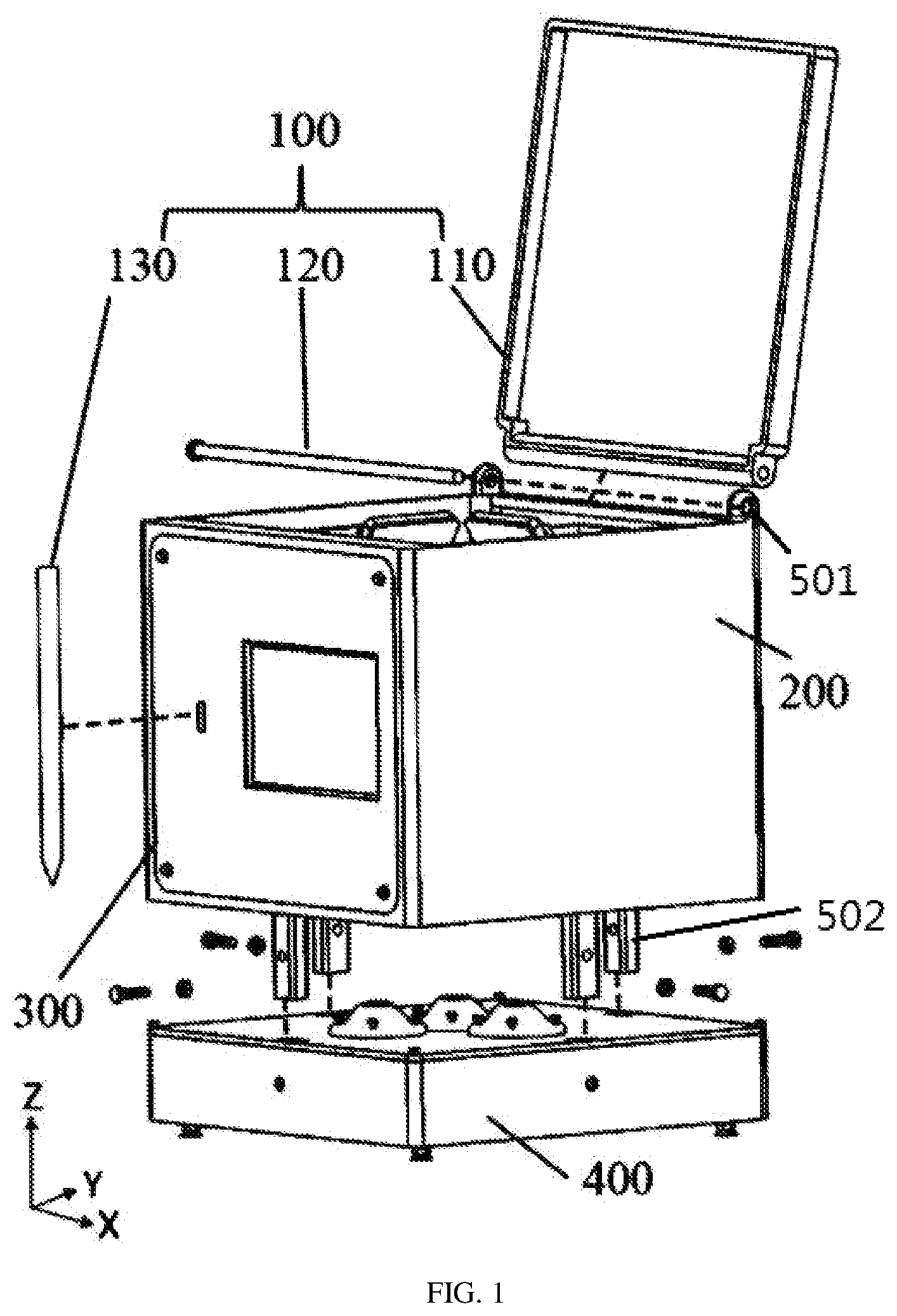 Patent US12307026 Figure 1 – Multi-view fast photographing device for horny jaws of cephalopods