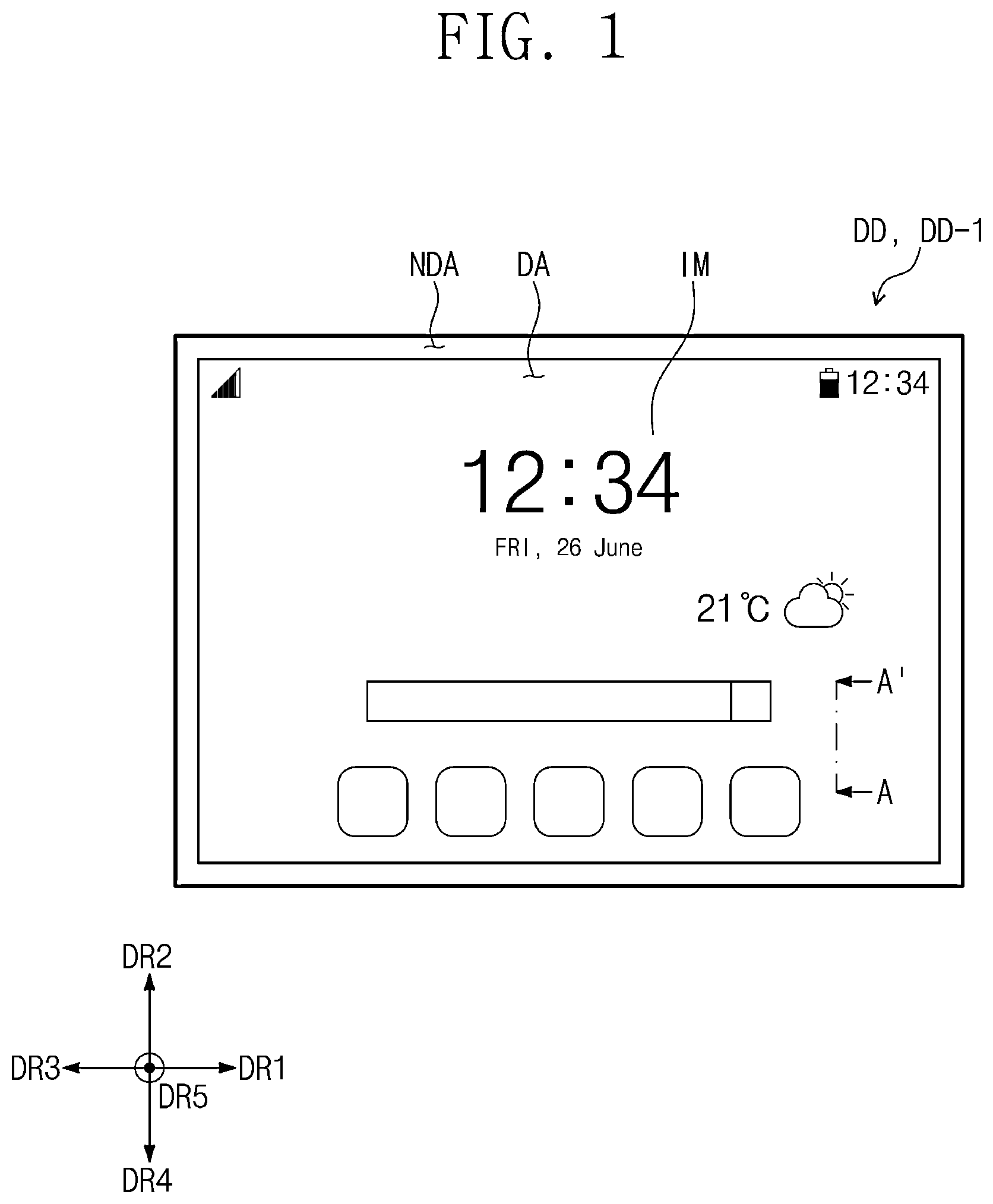 Patent US12307034 — Display device — Figure 1