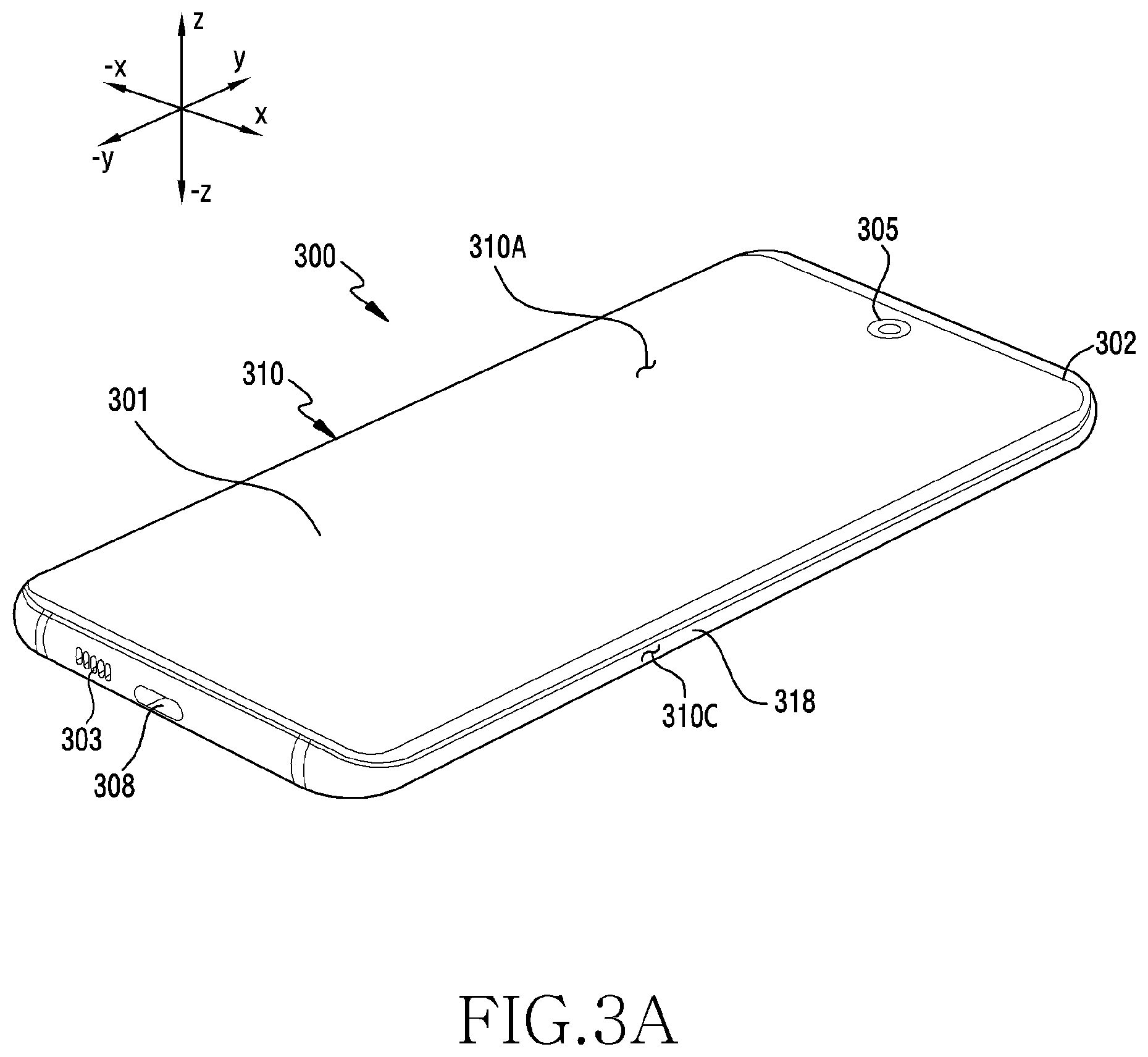 Patent US12307039 Figure 3 – Electronic device including force sensors disposed on same layer and method for controlling same