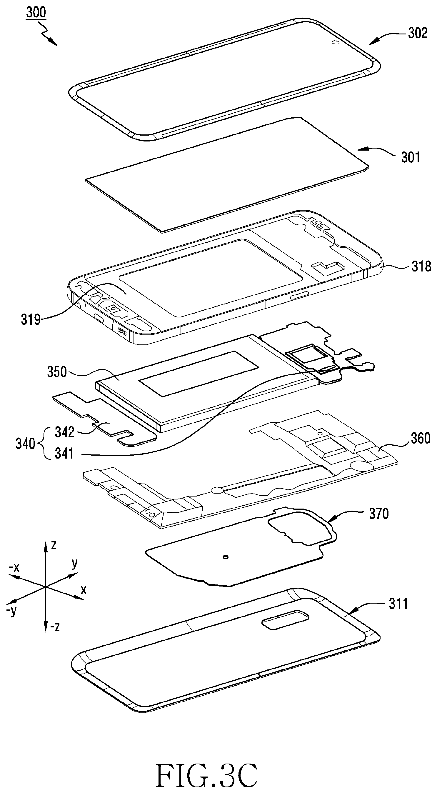 Patent US12307039 Figure 5 – Electronic device including force sensors disposed on same layer and method for controlling same