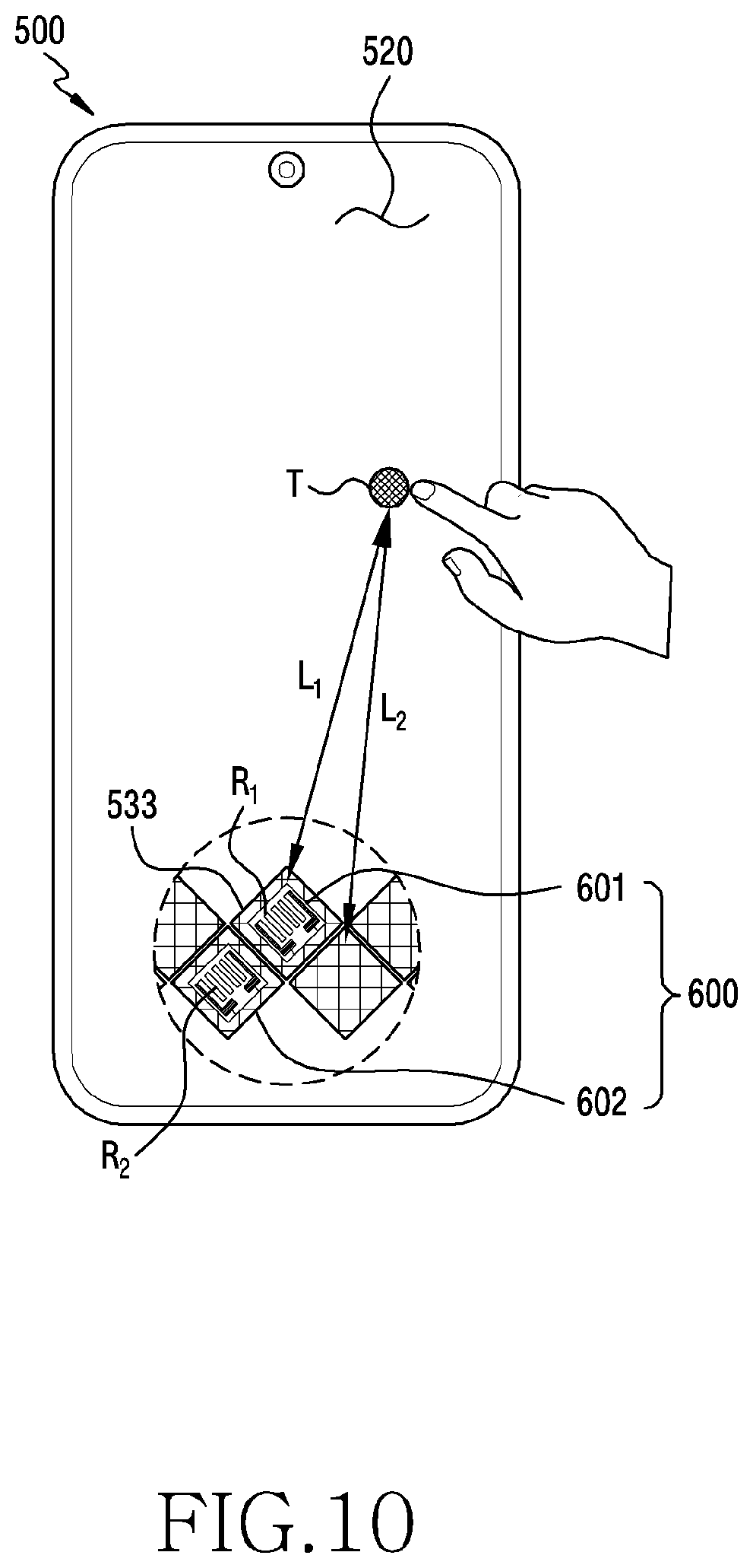 Patent US12307039 Figure 19 – Electronic device including force sensors disposed on same layer and method for controlling same