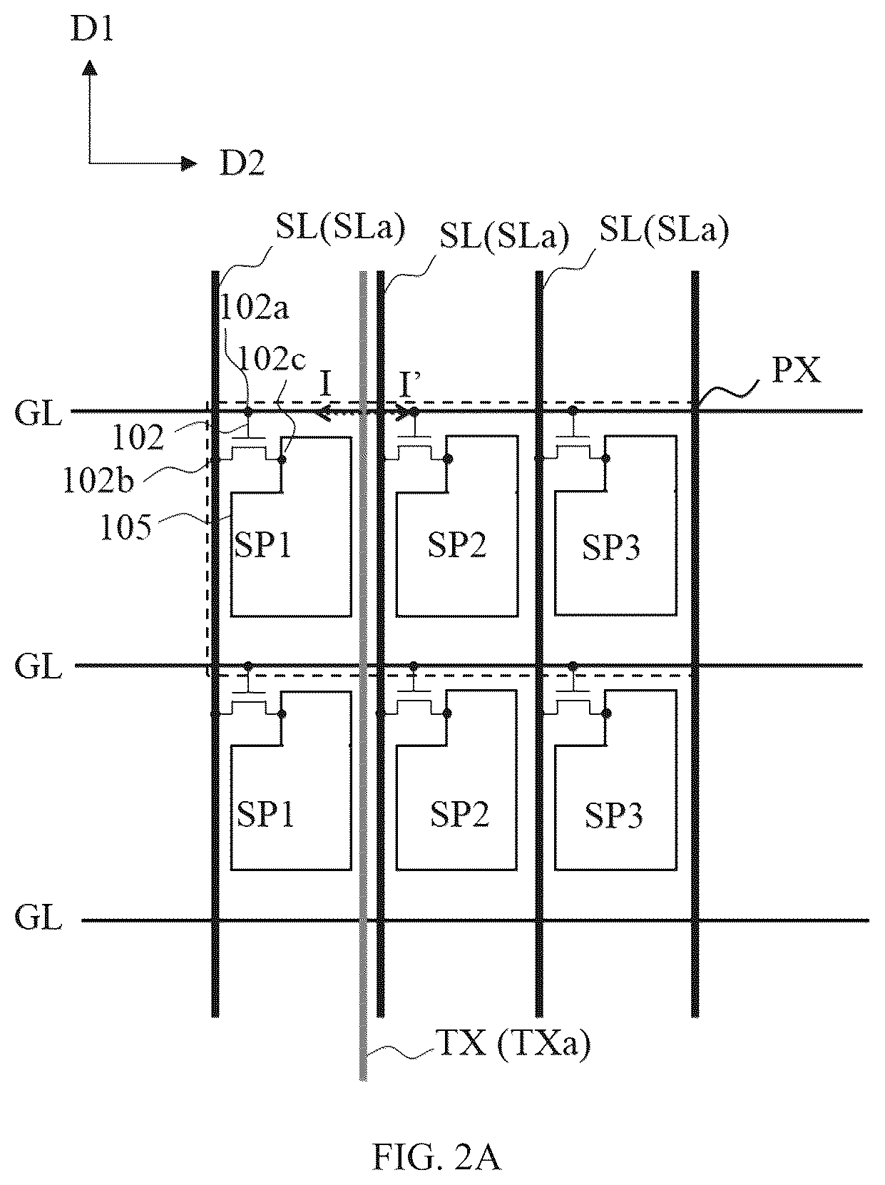 Patent US12307042 Figure 2 – Touch display device