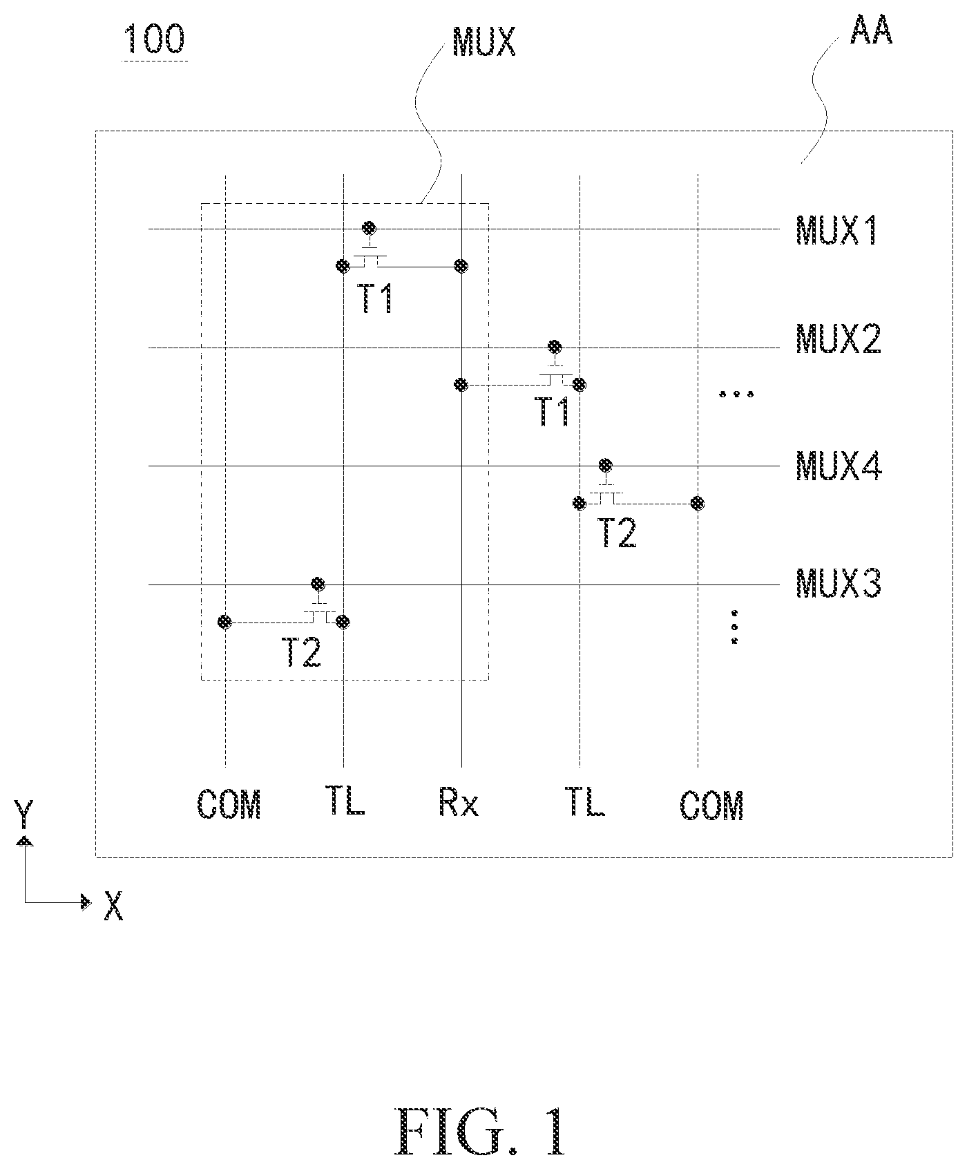 Patent US12307043 Figure 1 – Touch display panel