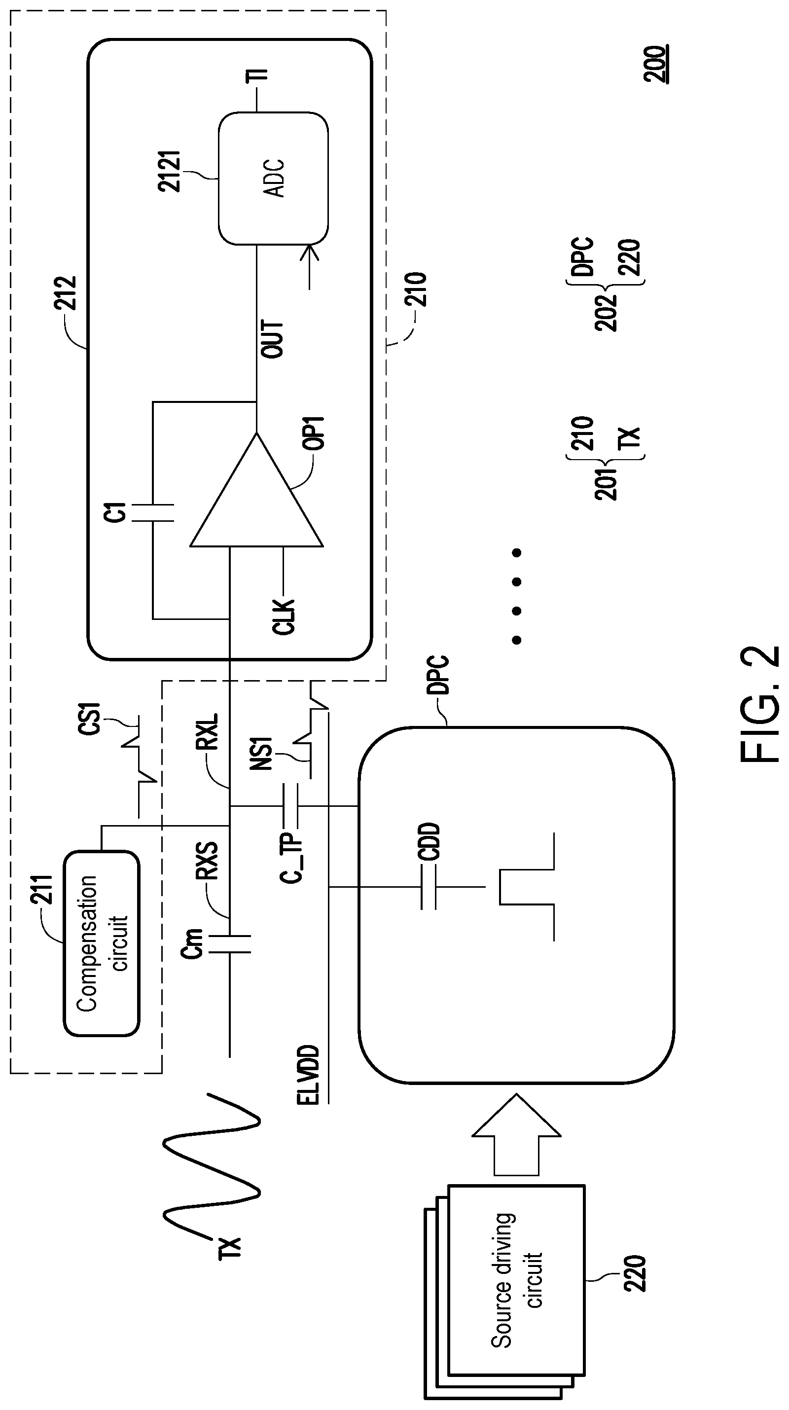 Patent US12307044 Figure 2 – Touch detection circuit