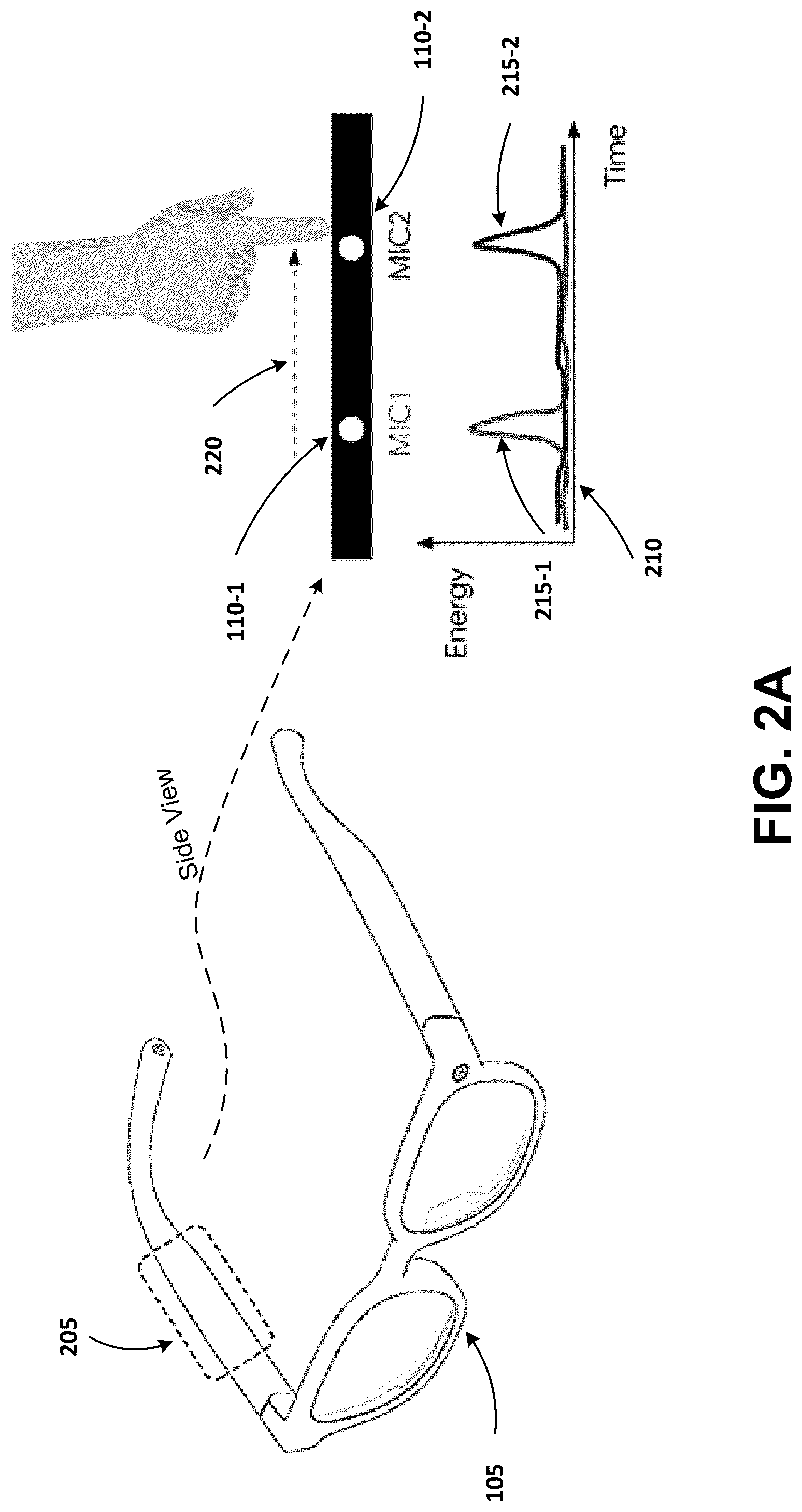 Patent US12307053 Figure 2 – Detecting input gestures using onboard microphones