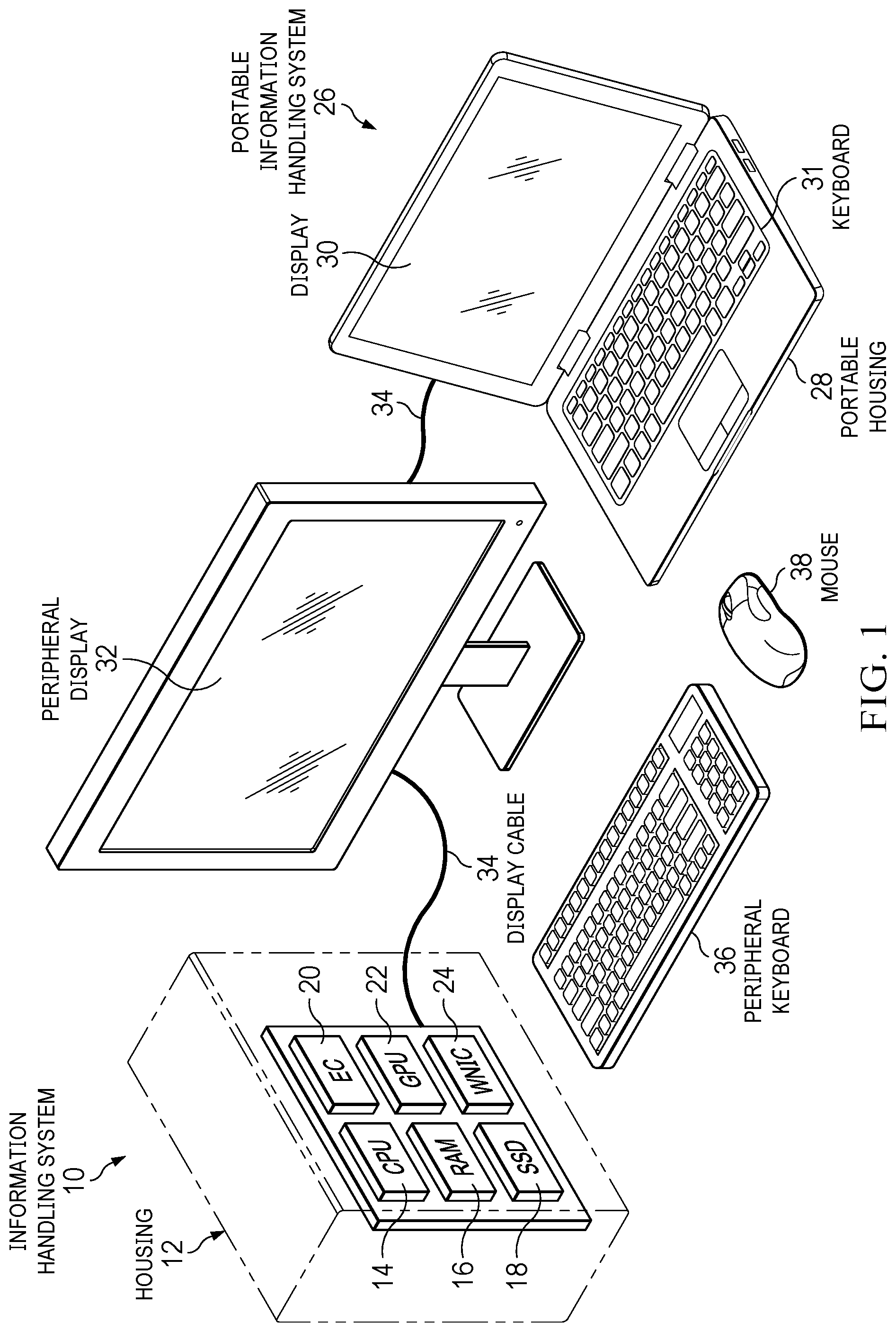 Patent US12307057 Figure 1 – Information handling system keyboard with four dimensional control pad