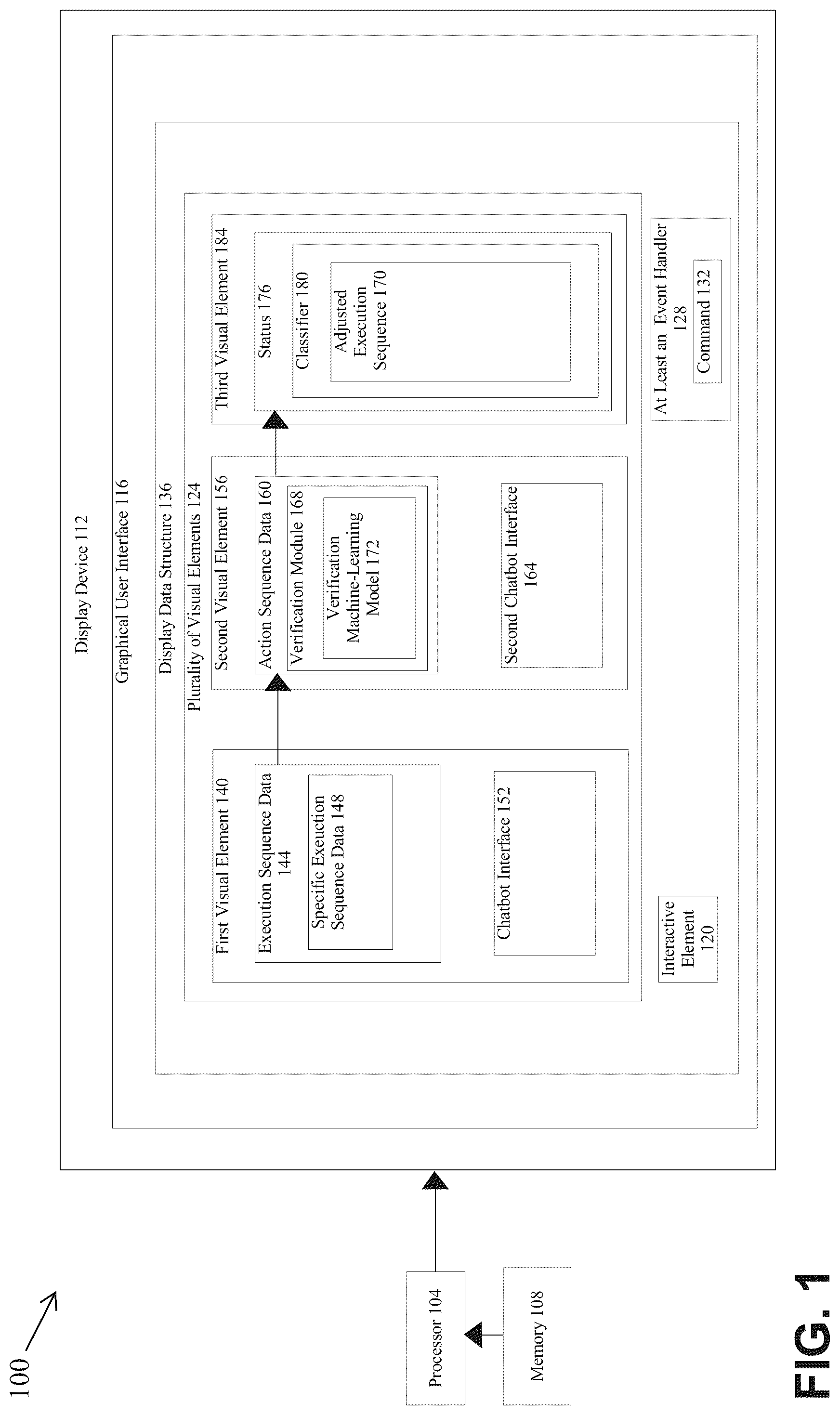 Patent US12307065 Figure 1 – System representation of an execution sequence within a graphical user interface